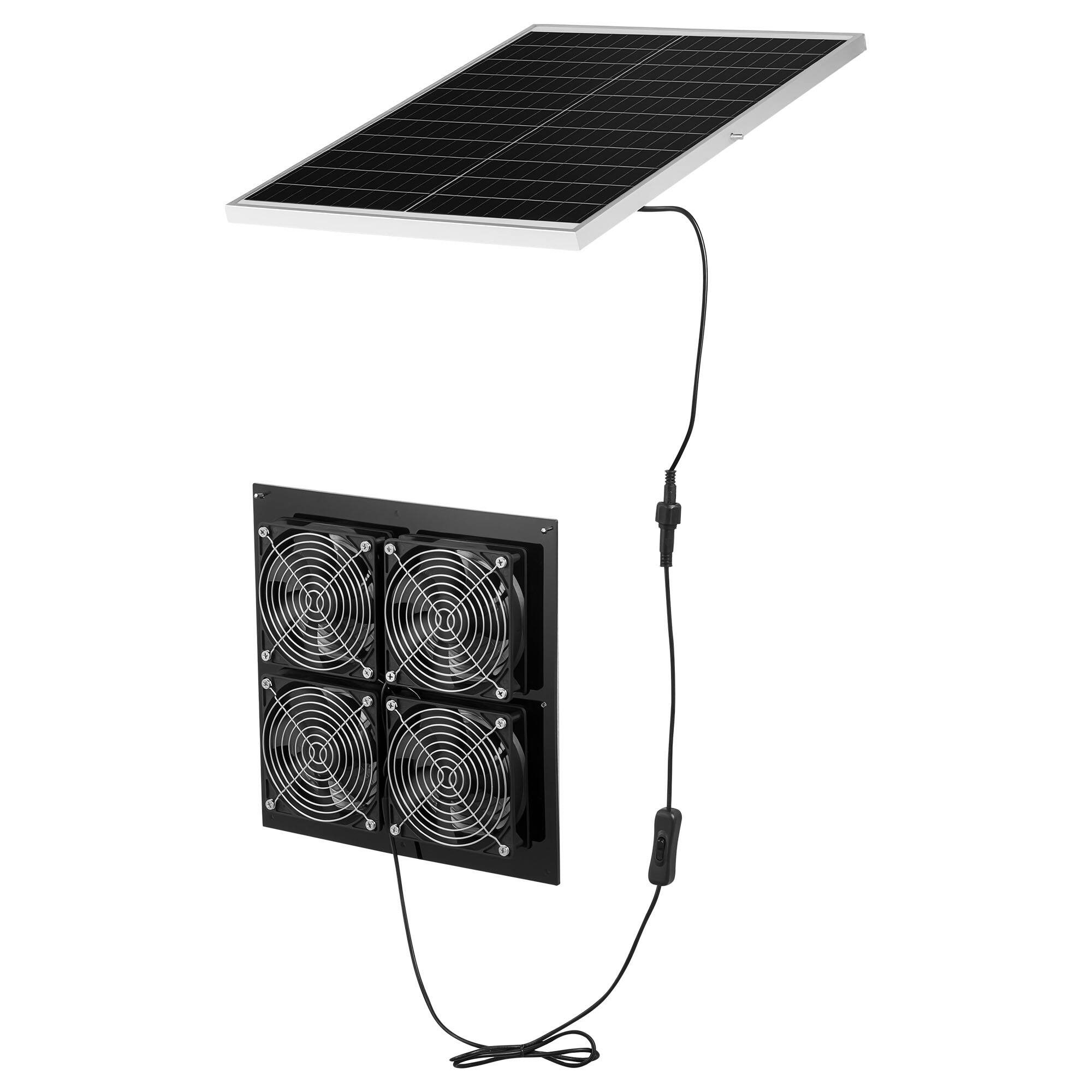 Alt View 5. VEVOR - Solar Powered Fan, 25W Solar Panel with 4 Fans, Adjustable Solar Panel Angle, 2668 RPM High-Speed, Flexible Installation - Black.
