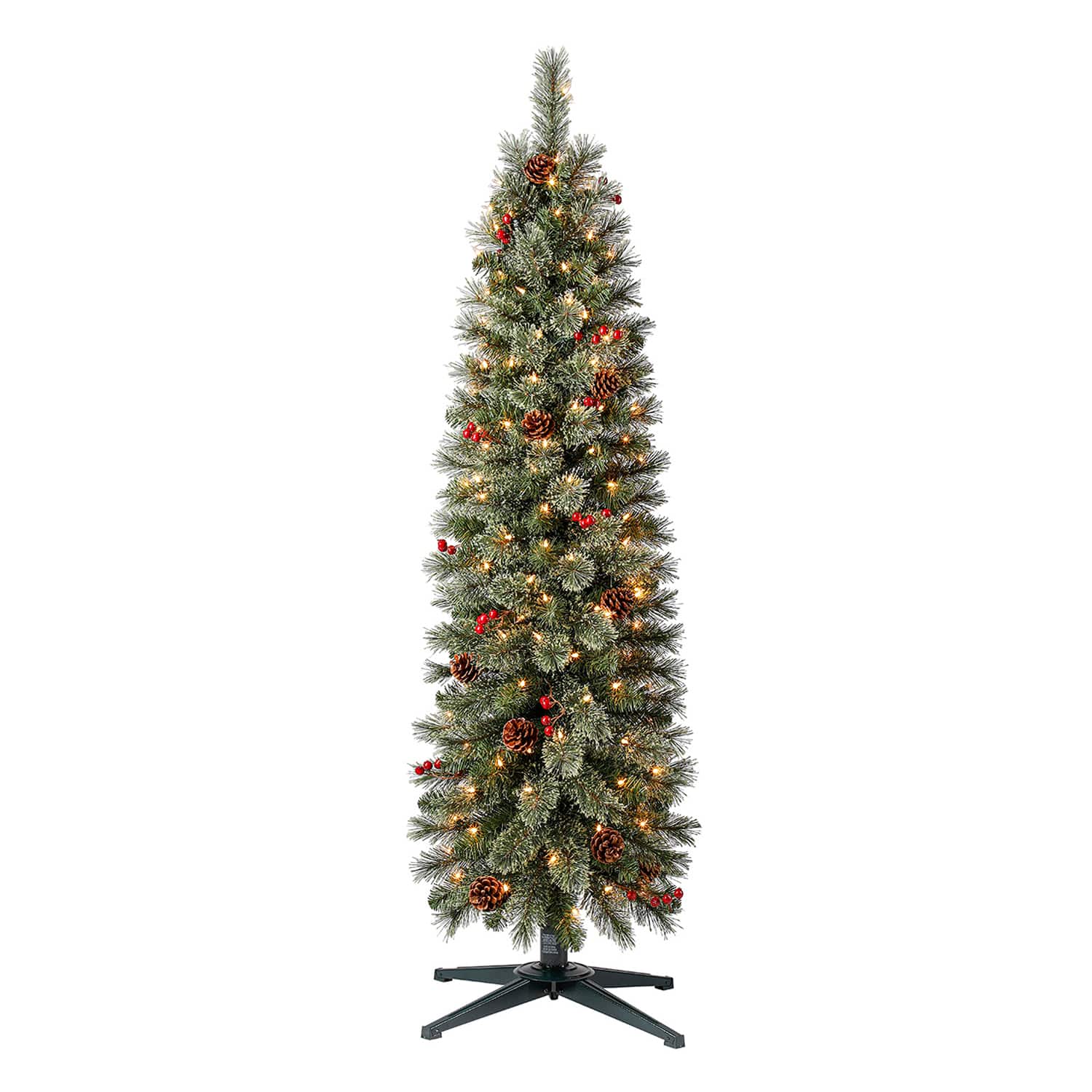 Home Heritage - Stanley 5' Pre-Lit Artificial Christmas Tree, Pine Cones & Berries - Green