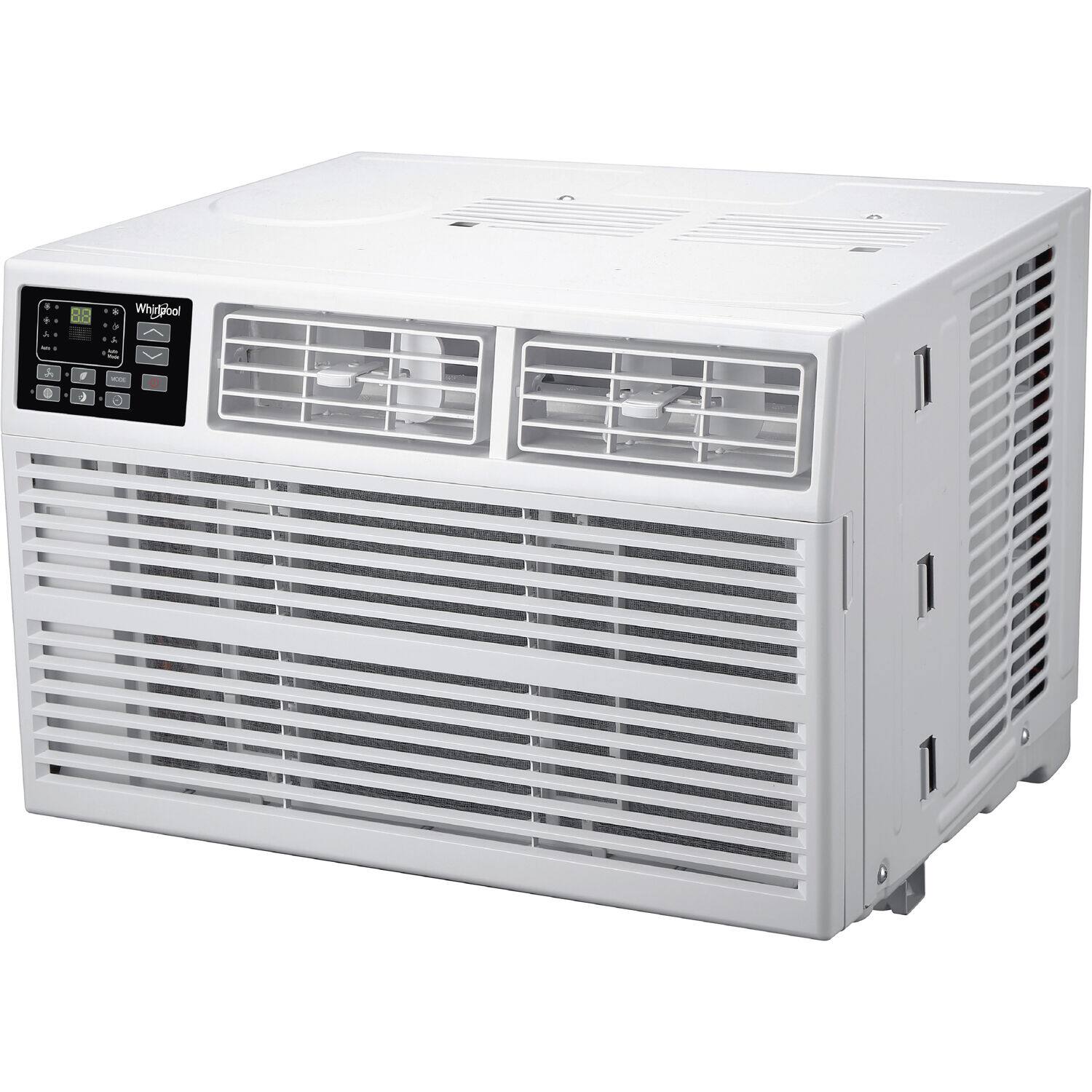 Front. Whirlpool - 350 Sq. Ft. 8,000 BTU Window Mounted Air Conditioner with Supplemental Heat - White.