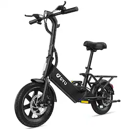 DYU - 14 inch eBike w/ 25 Miles Max Range & 20 Mph Max Speed - Black