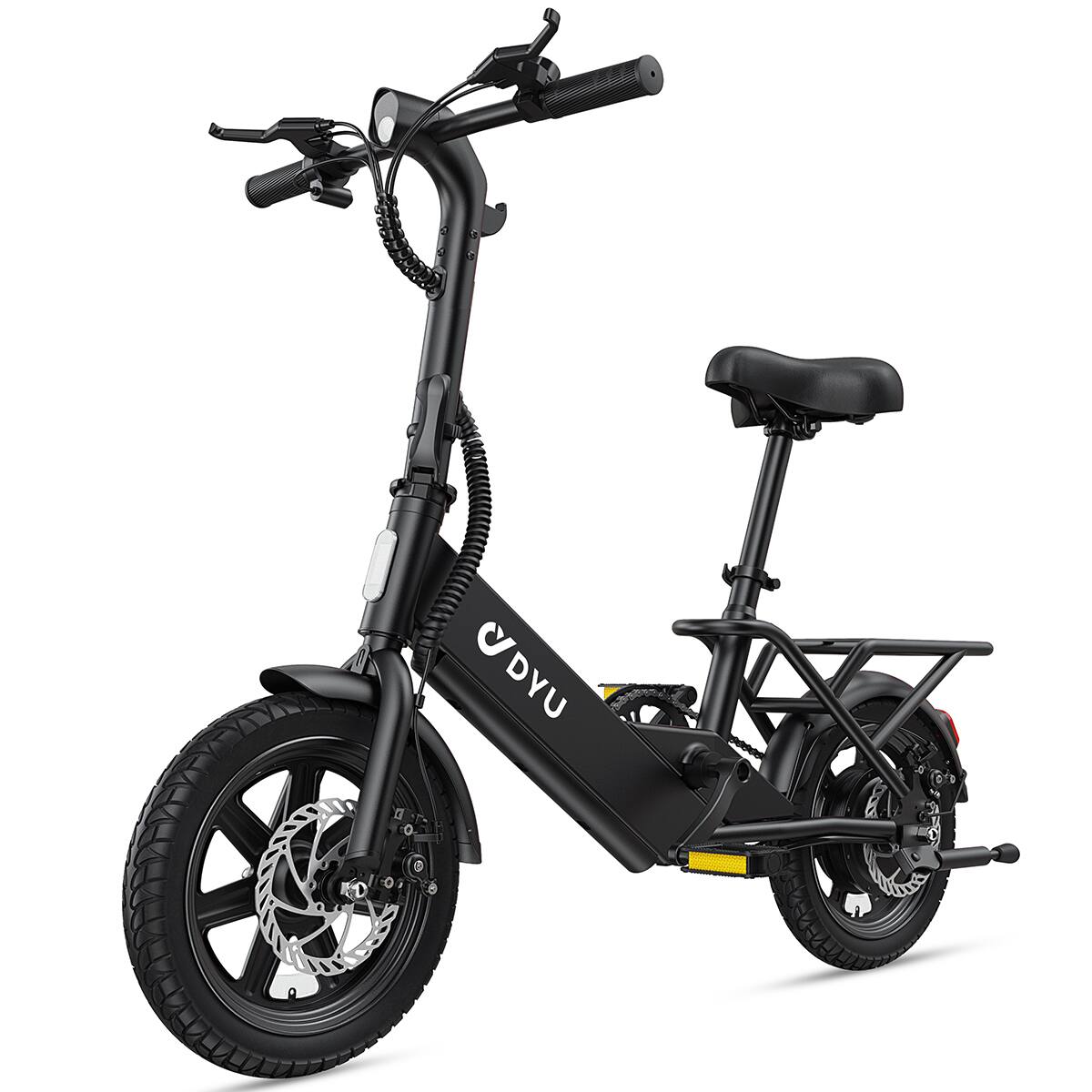 Front. DYU - 14 inch eBike w/ 25 Miles Max Range & 20 Mph Max Speed - Black.