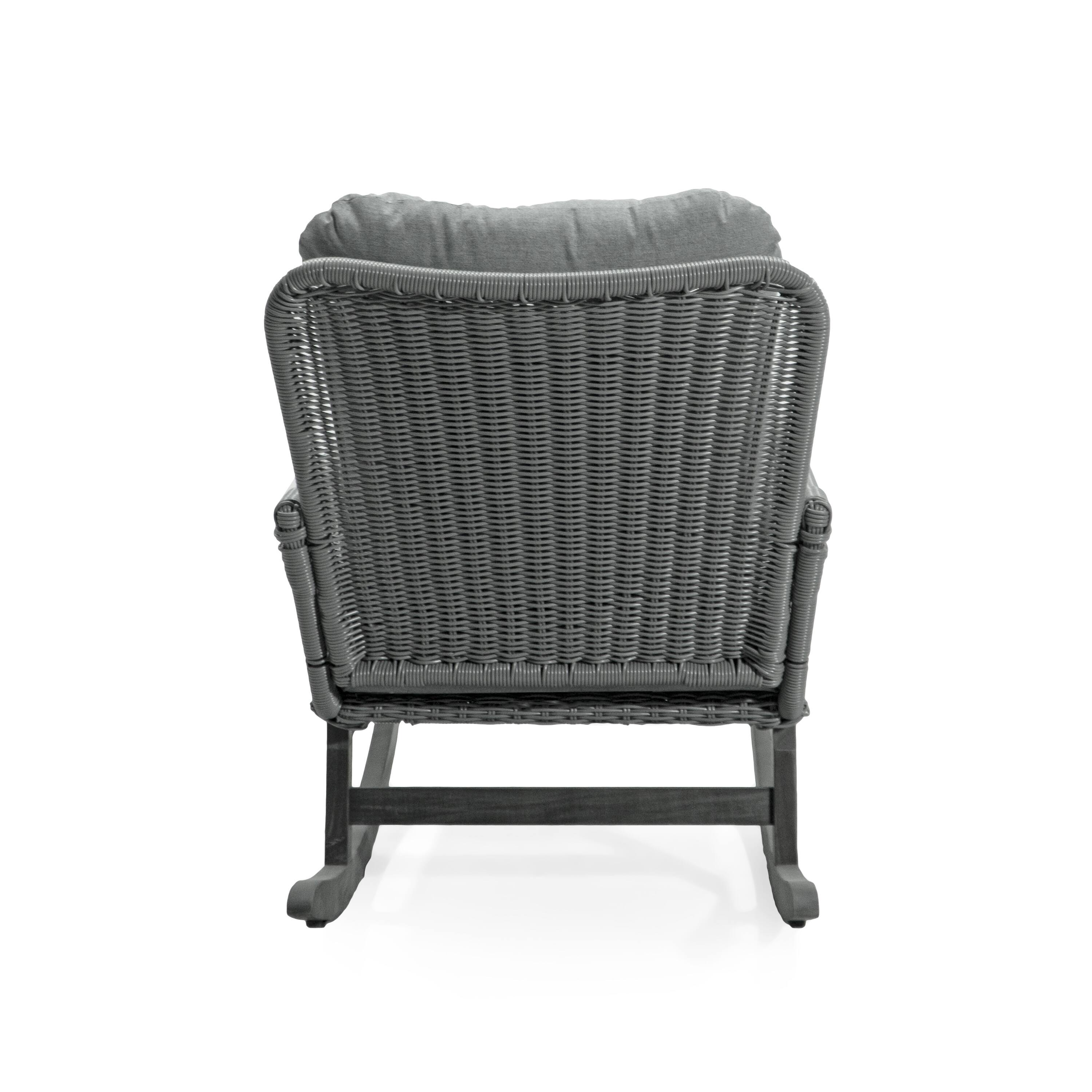 Alt View 5. Tiramisubest - Minimalist Wicker Rocking Chair with Polyester Cushions and Wooden Frame for Indoor and Outdoor Spaces,Gray - Gray.
