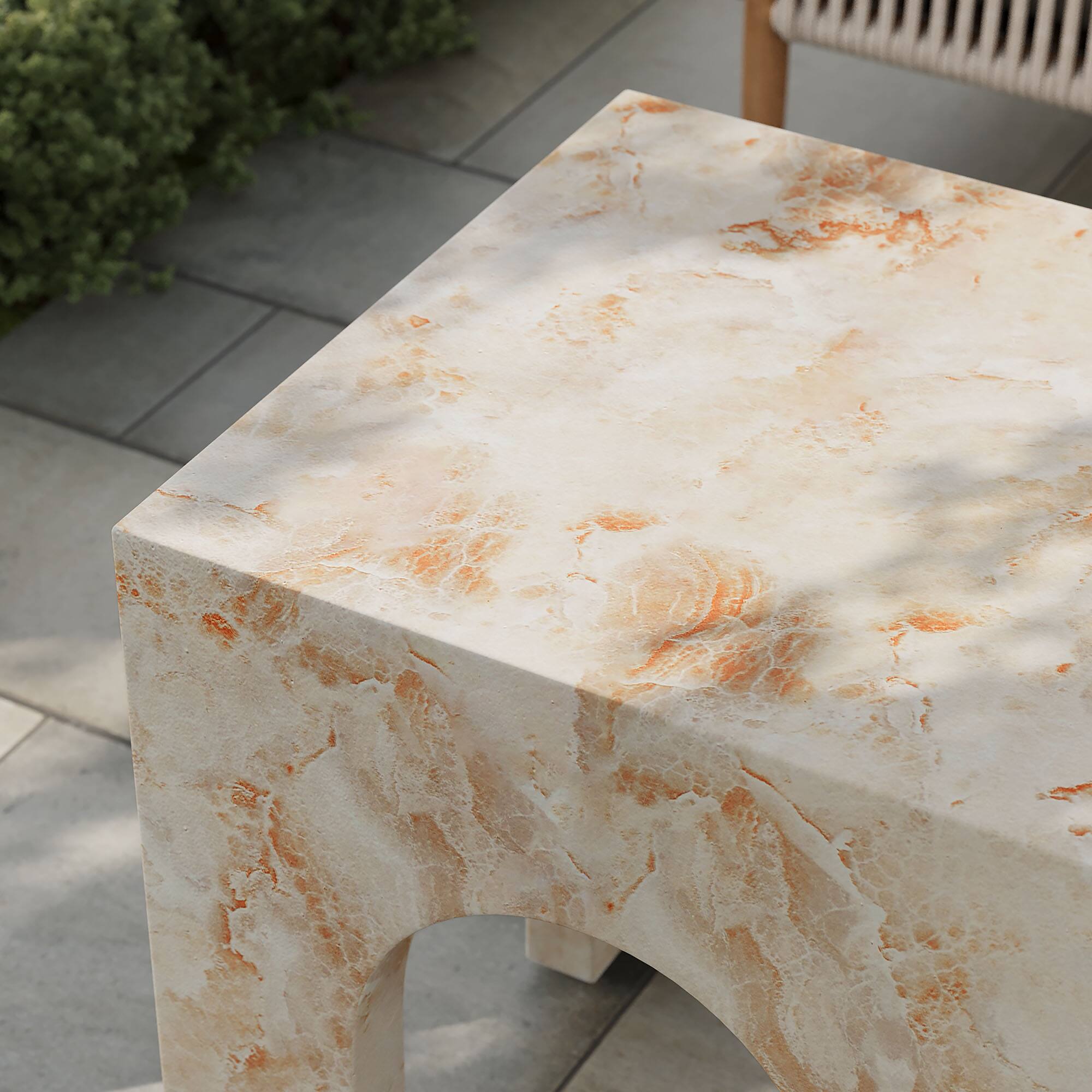 Alt View 4. Modway - Valen Square Indoor - Outdoor Patio Arched Concrete Side Table by Modway - Honey Onyx.