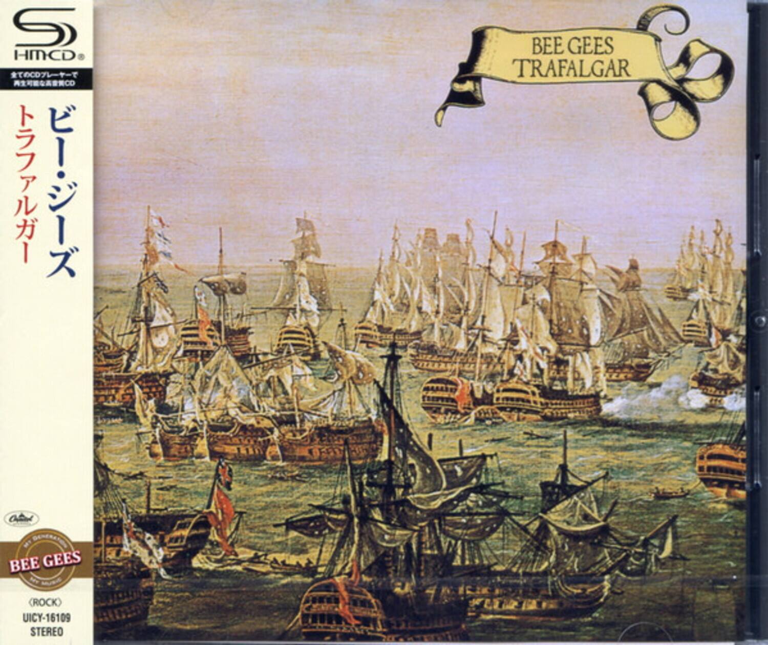 BEE GEES  
TRAFALGAR  

BEE GEES  
(ROCK)  
UICY-16109  
STEREO  

HMCD  
ハイ・クオリティ・レーベル  
ハイ・クオリティ・レーベル  

トライ・ジリーズ