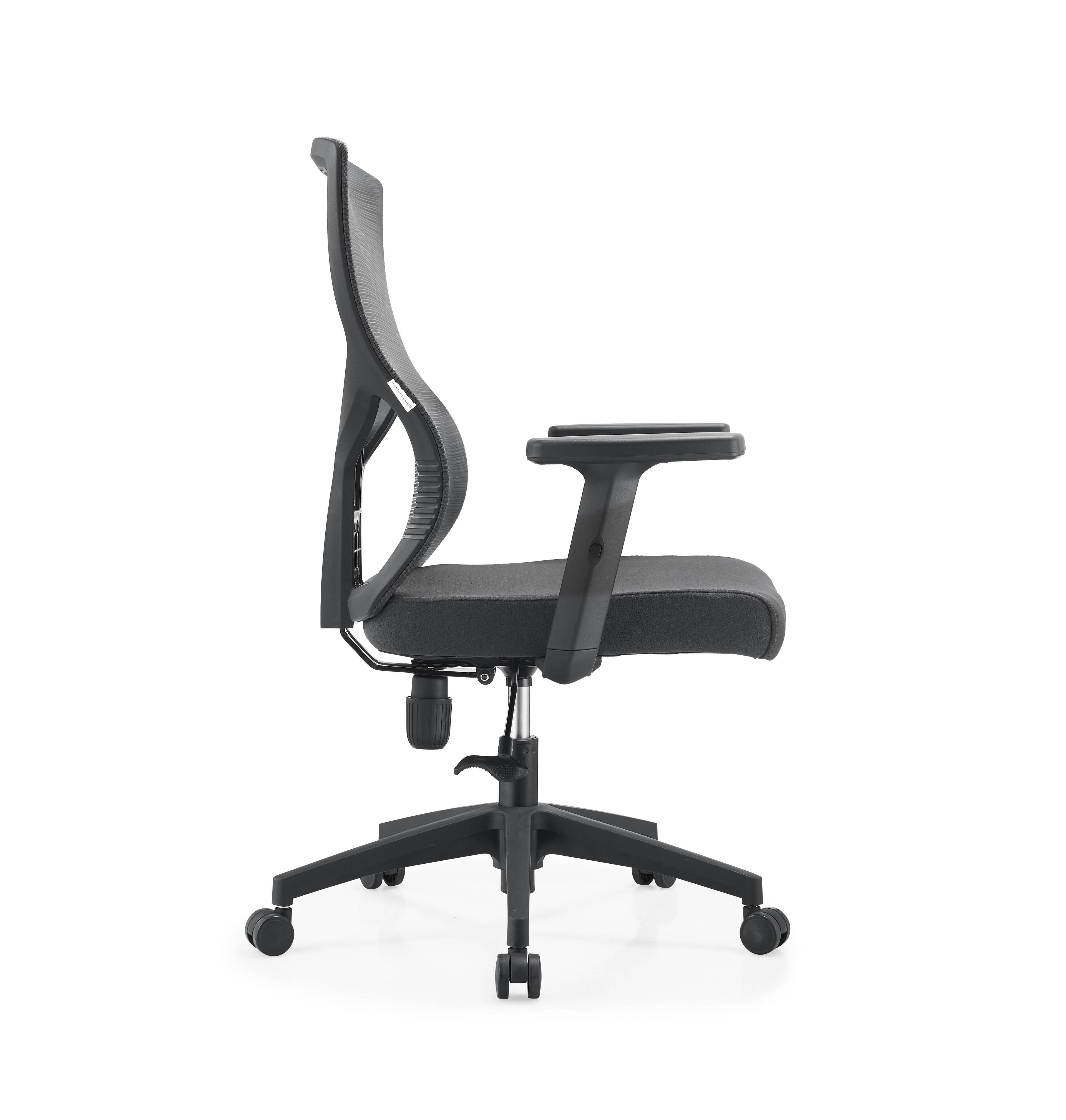 Alt View 2. LeisureMod - Glen Office Chair Upholstered Cotton Mid-Back Mesh Computer Chair with Adjustable Height, Swivel and Tilt - Grey.