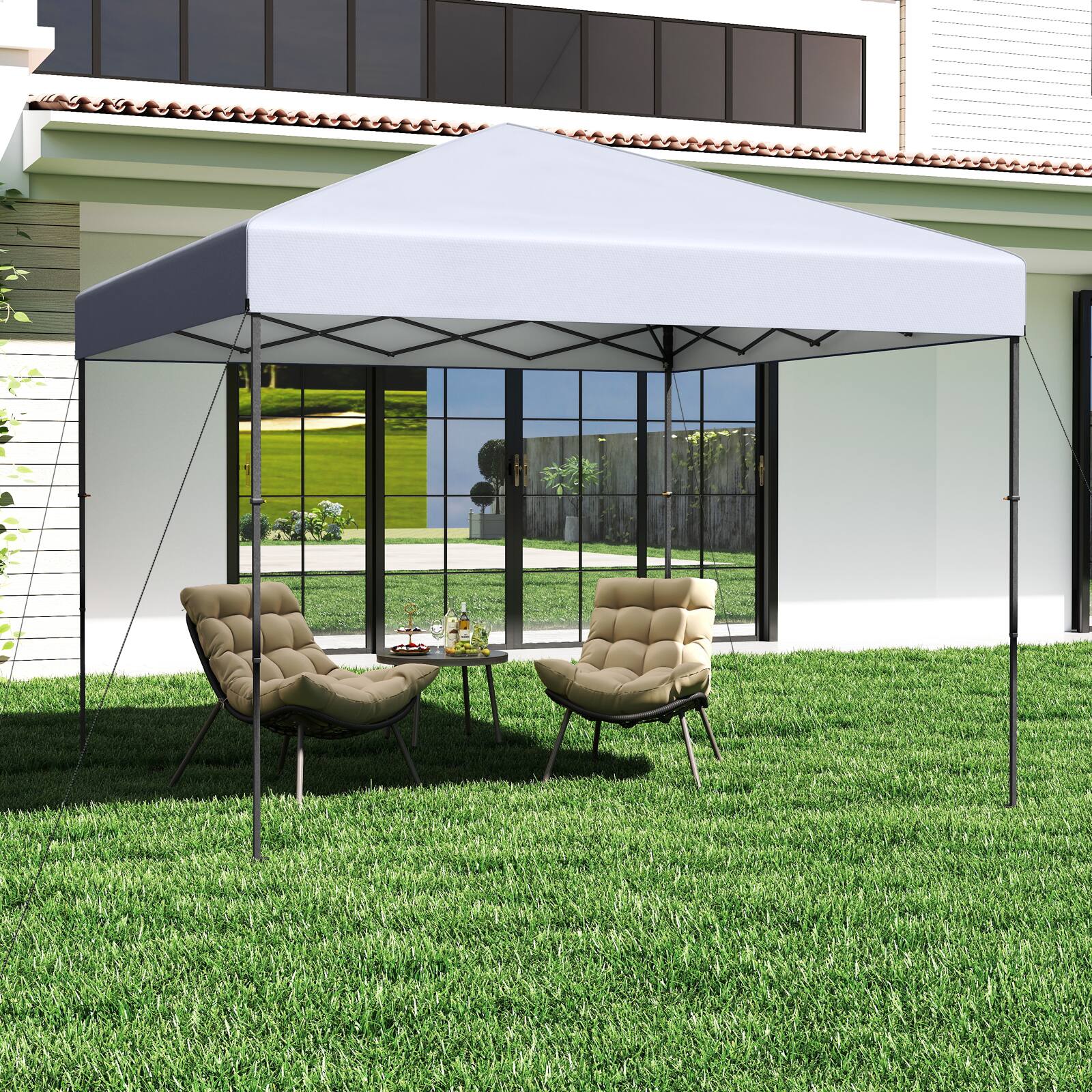 Alt View 1. Gymax - Gymax 10 X 10 FT Pop up Canopy Tent w/ Portable Carrying Bag 8 Stakes 4 Wind Ropes White - White.