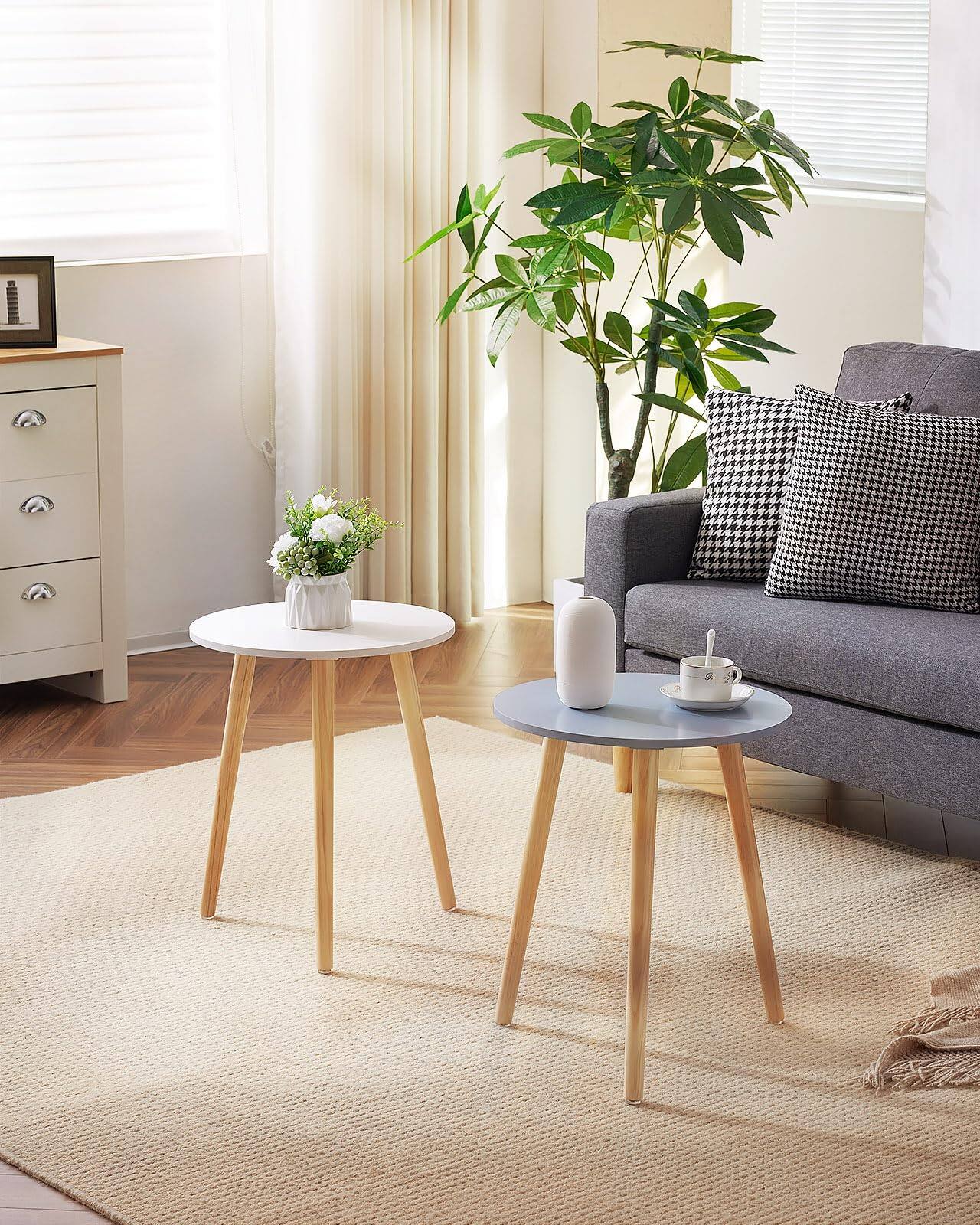 Alt View 3. PO3TICJUNKI3 - Round Side Table Bedside Coffee End For Bedroom Living Room Spaces Easy Assembly Nightstands With Wood 16 5... - All Natural.