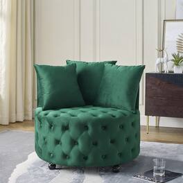 GOODSILO - Luxury Upholstered Swivel Accent Chair with Tufted Back and Caster Wheels for Elegant Home Seating - Green