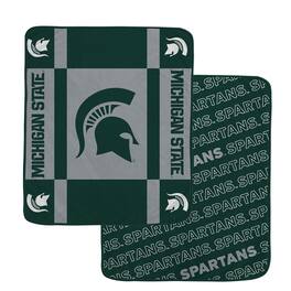 Pegasus - Michigan State Spartans 60" x 70" Reverse Block Wordmark Double-Sided Ultra Cozy Blanket - Multicolor