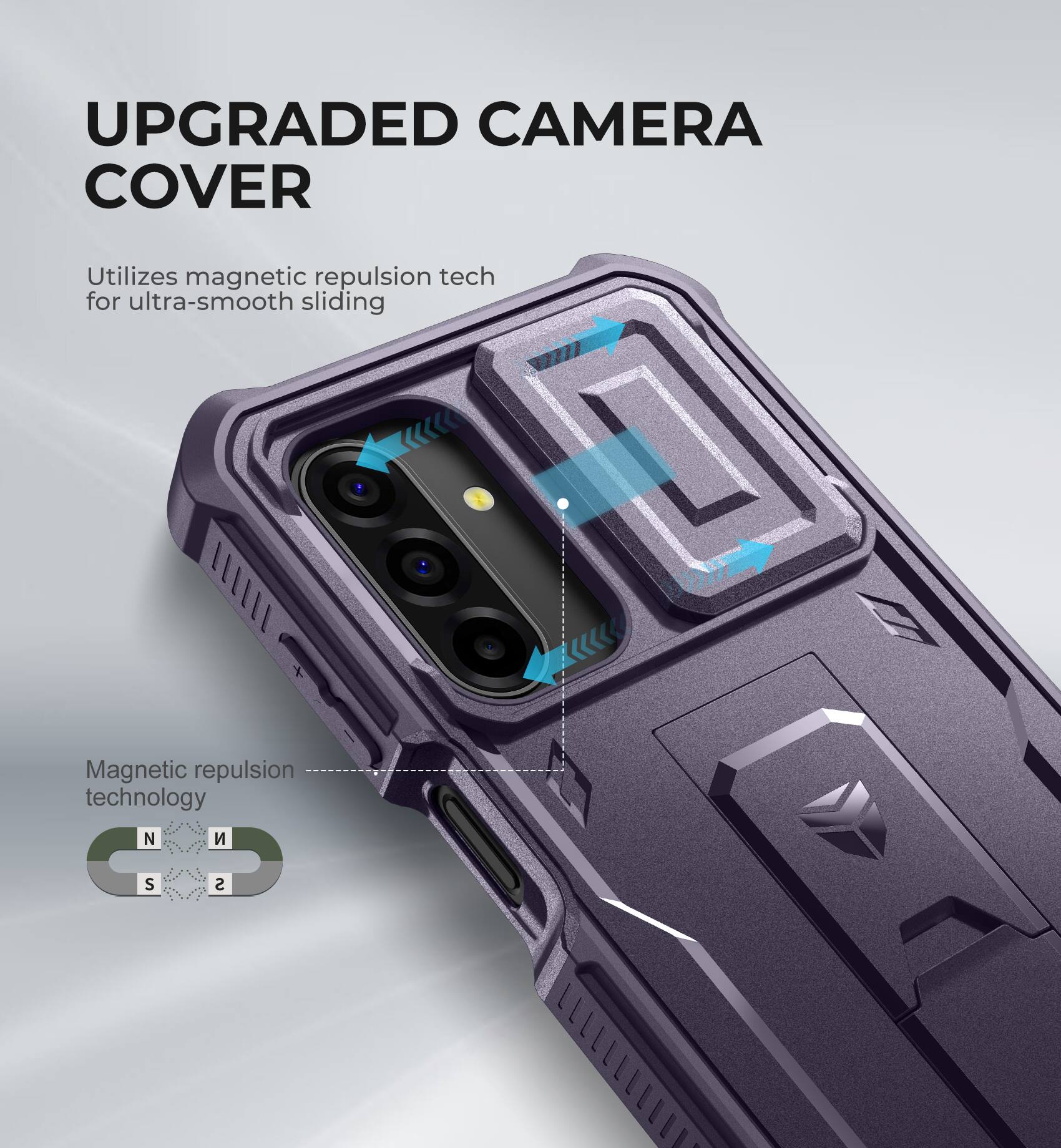 UPGRADED CAMERA COVER

Utilizes magnetic repulsion tech for ultra-smooth sliding

Magnetic repulsion technology