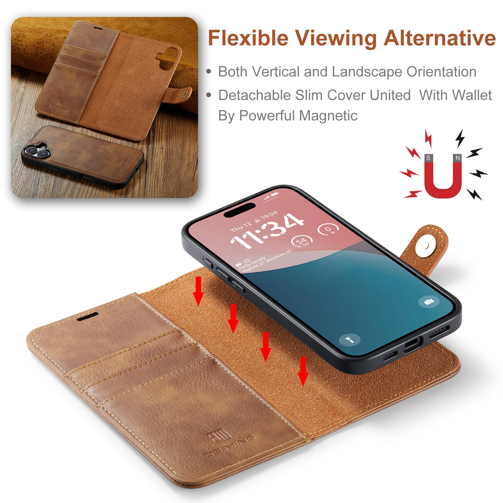 Flexible Viewing Alternative  
Both Vertical and Landscape Orientation  
Detachable Slim Cover United With Wallet By Powerful Magnetic