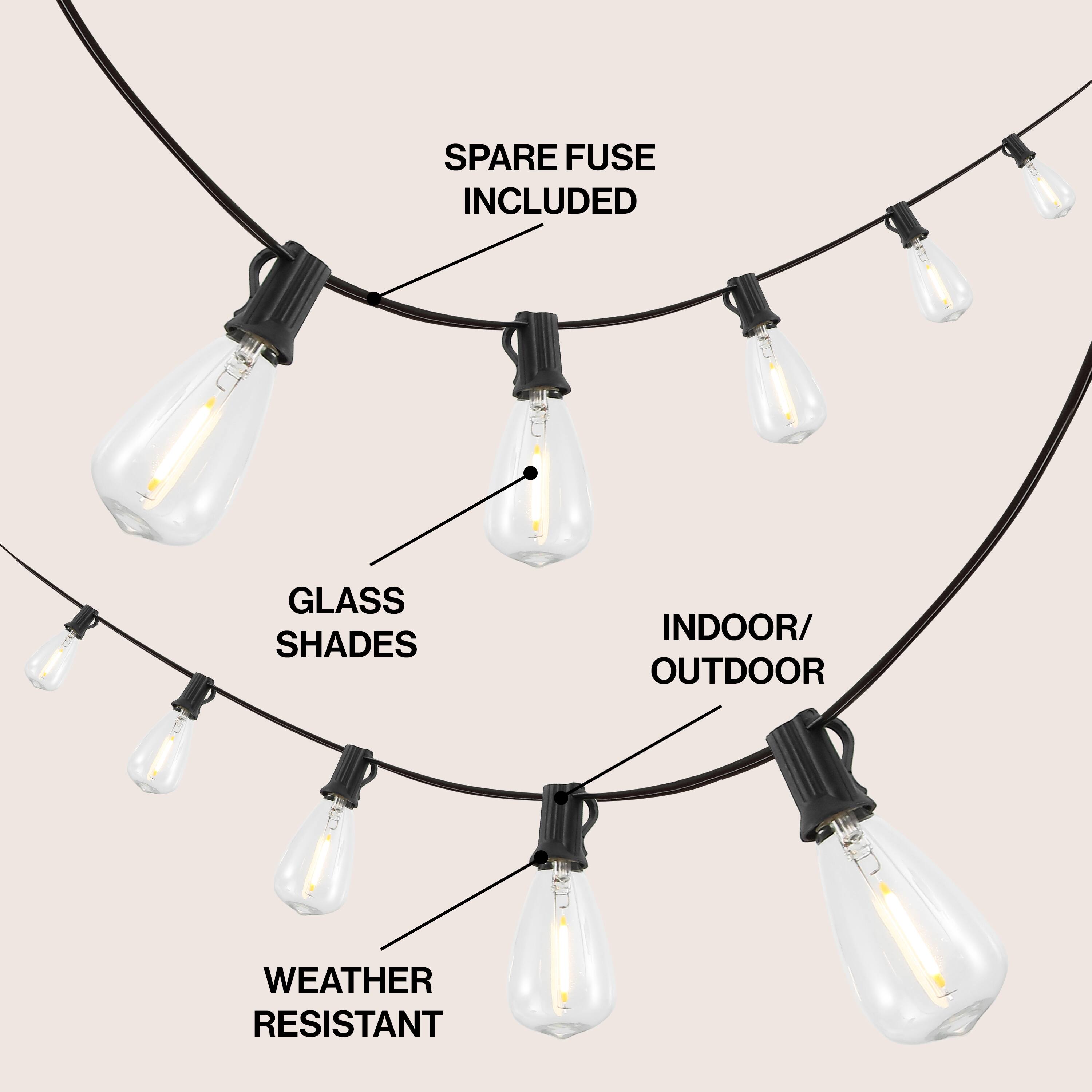 SPARE FUSE INCLUDED  
GLASS SHADES  
INDOOR/OUTDOOR  
WEATHER RESISTANT