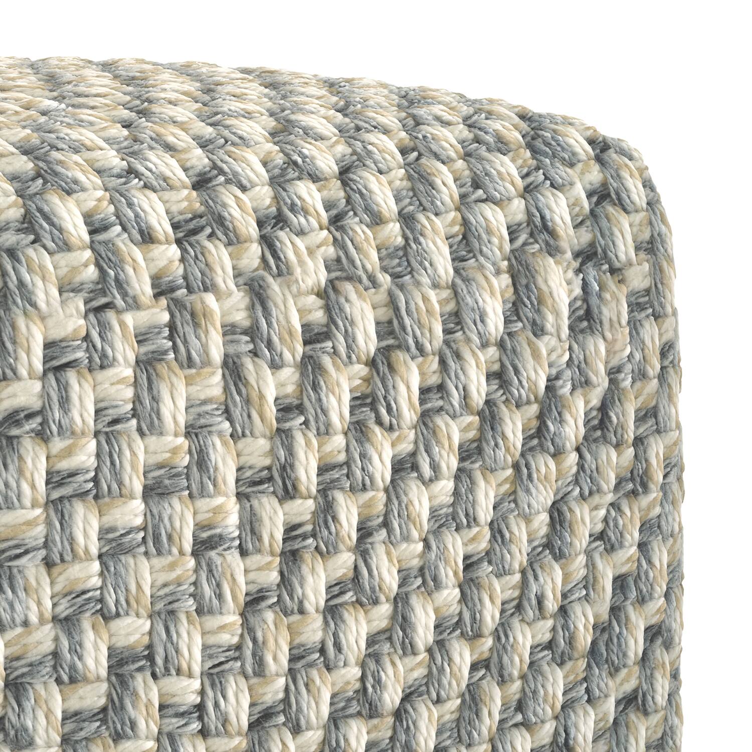Alt View 2. Simpli Home - Beatrix 18 inch Wide Boho Pouf in Multicolor PET Polyester, Assembled - Multi-Color.