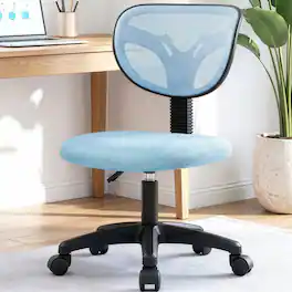 Neo Chair - Small Desk Chair, Armless Home Office Chair with Padded Seat, Swivel Ergonomic Computer Chair with Adjustable Height - Blue