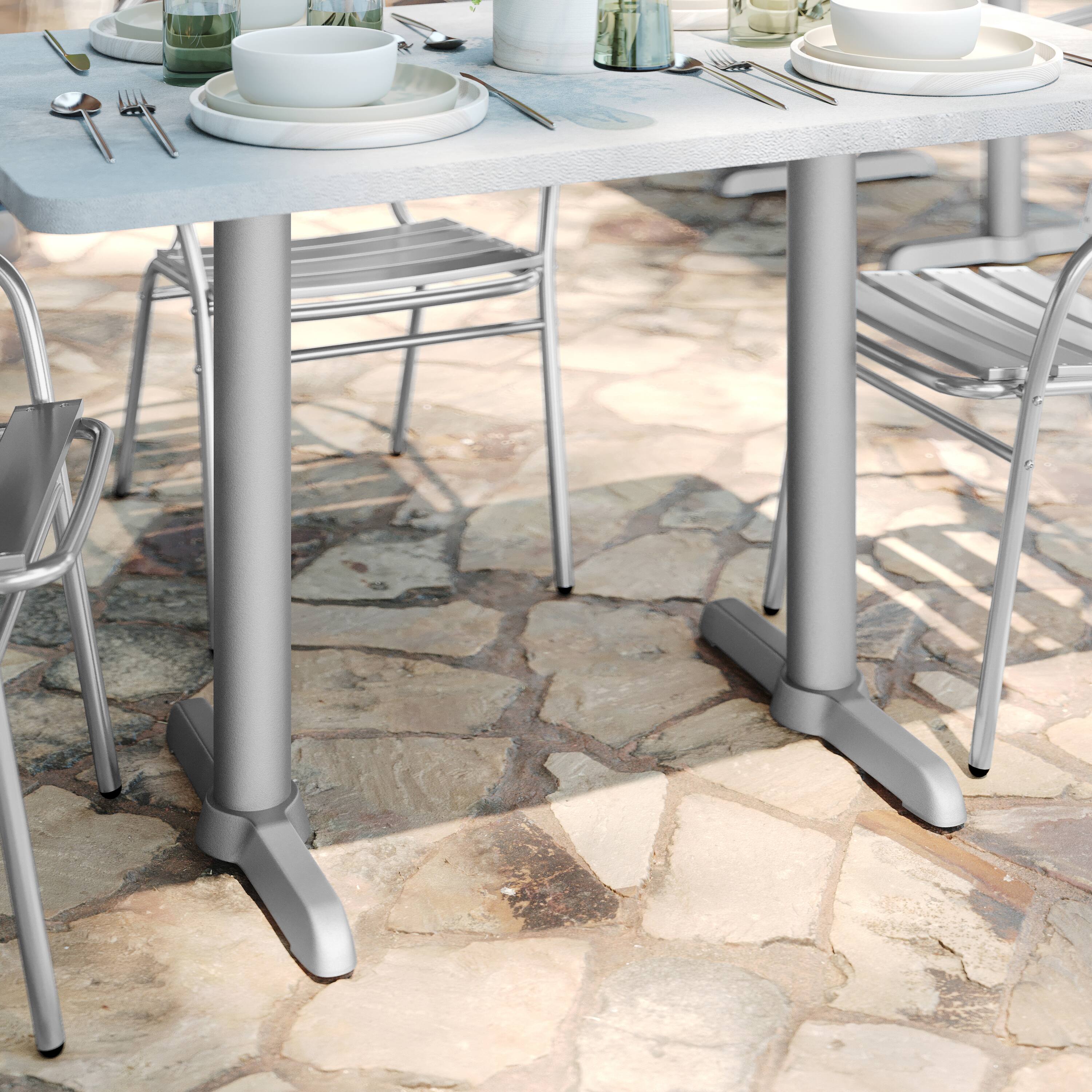 Alt View 1. Flash Furniture - Beverly 5'' x 22'' Restaurant Indoor/Outdoor Table T-Base with 3'' Dia. Table Height Column, Silver - Gray.