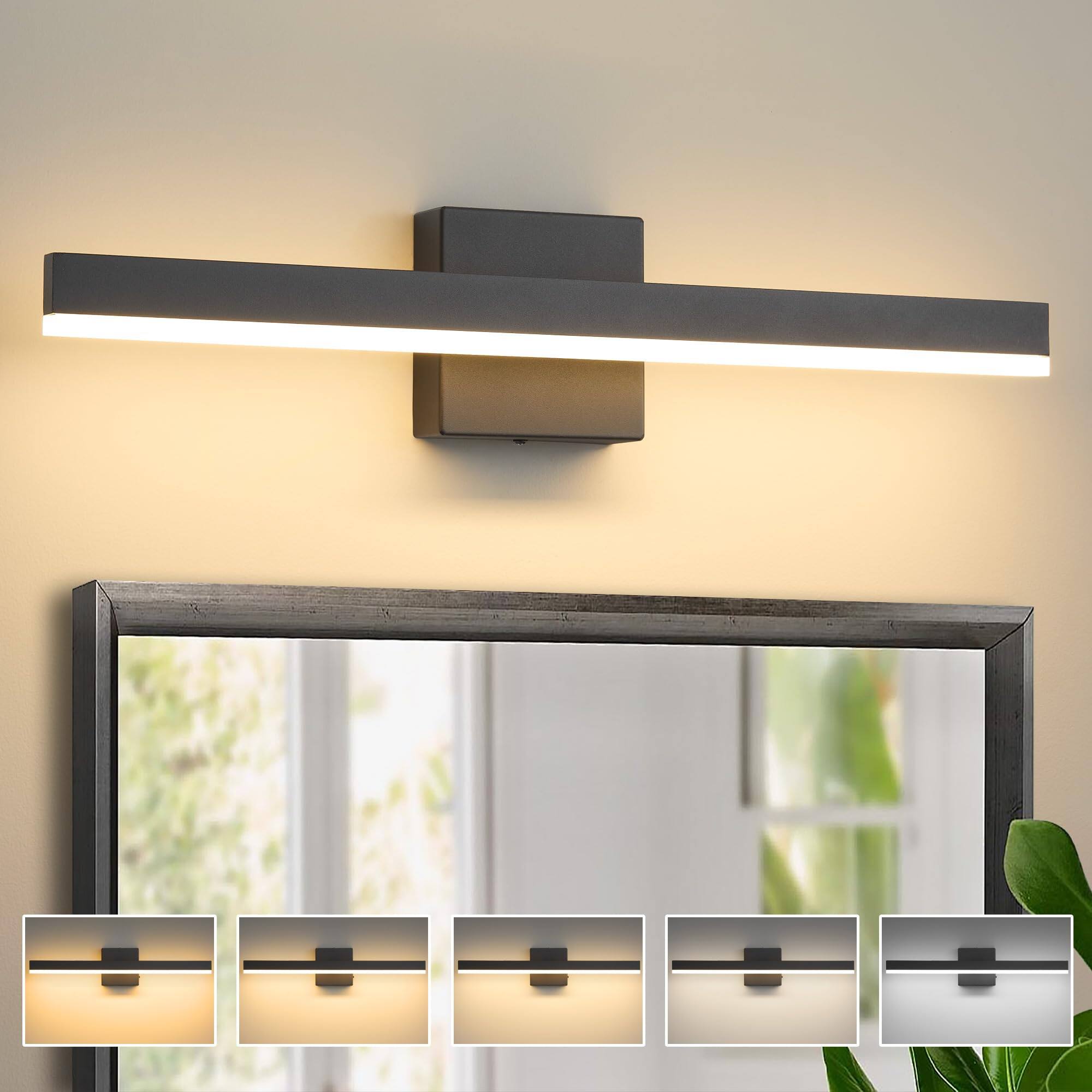 Earthley Blooms - Bathroom Vanity Light 39 24w Dimmable 5cct Led Modern Fixture Over Mirror - Etl Certificate 【5 CCT Light】: - Black-31.5inch