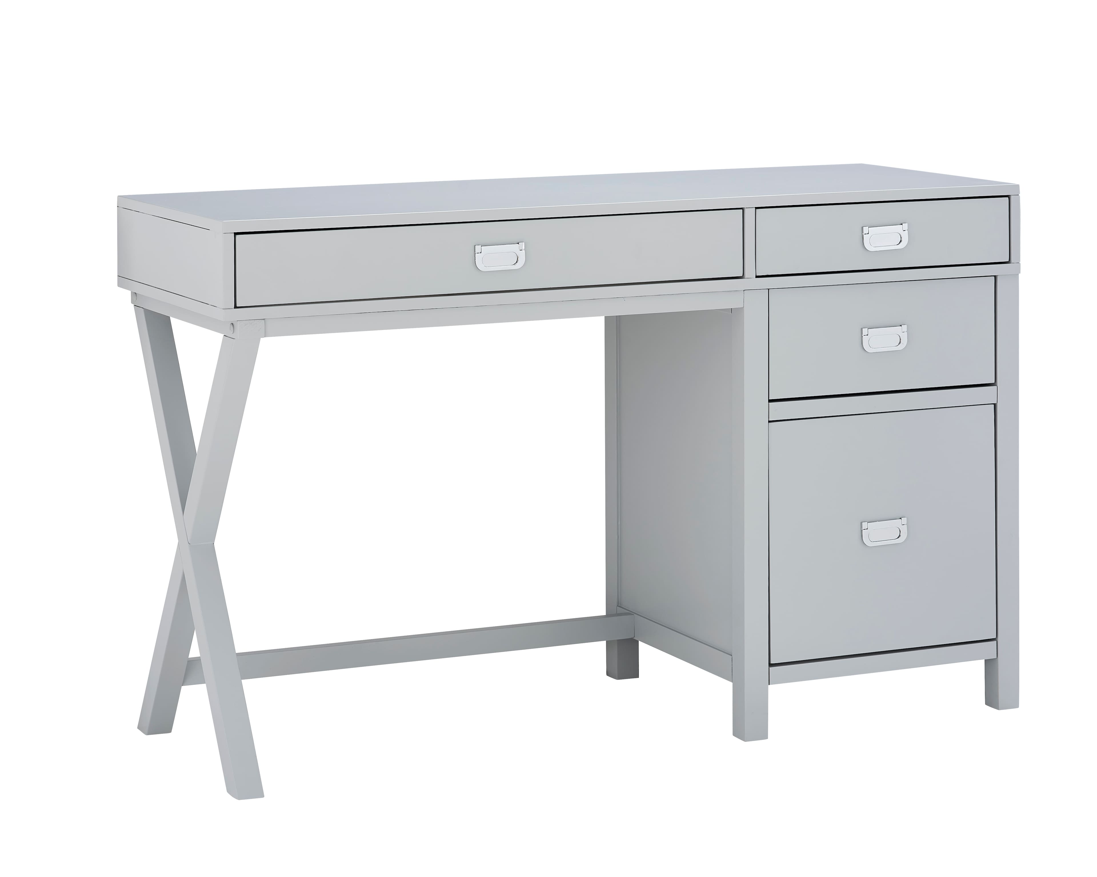 Linon Home Décor - Penrose Four-Drawer Side Storage Desk - Gray Paint / Silver Hardware - Front_Zoom