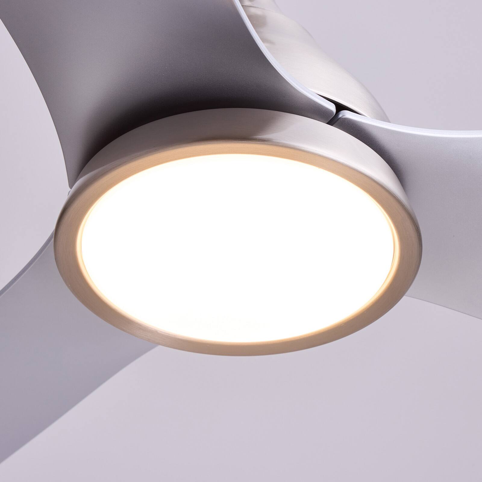 Alt View 6. Siljoy - 52 Inch 3 Blade Brushed Nickel ABS Modern Ceiling Fan with Dimmable LED Light for Bedroom Living Room - Brushed Nickel.