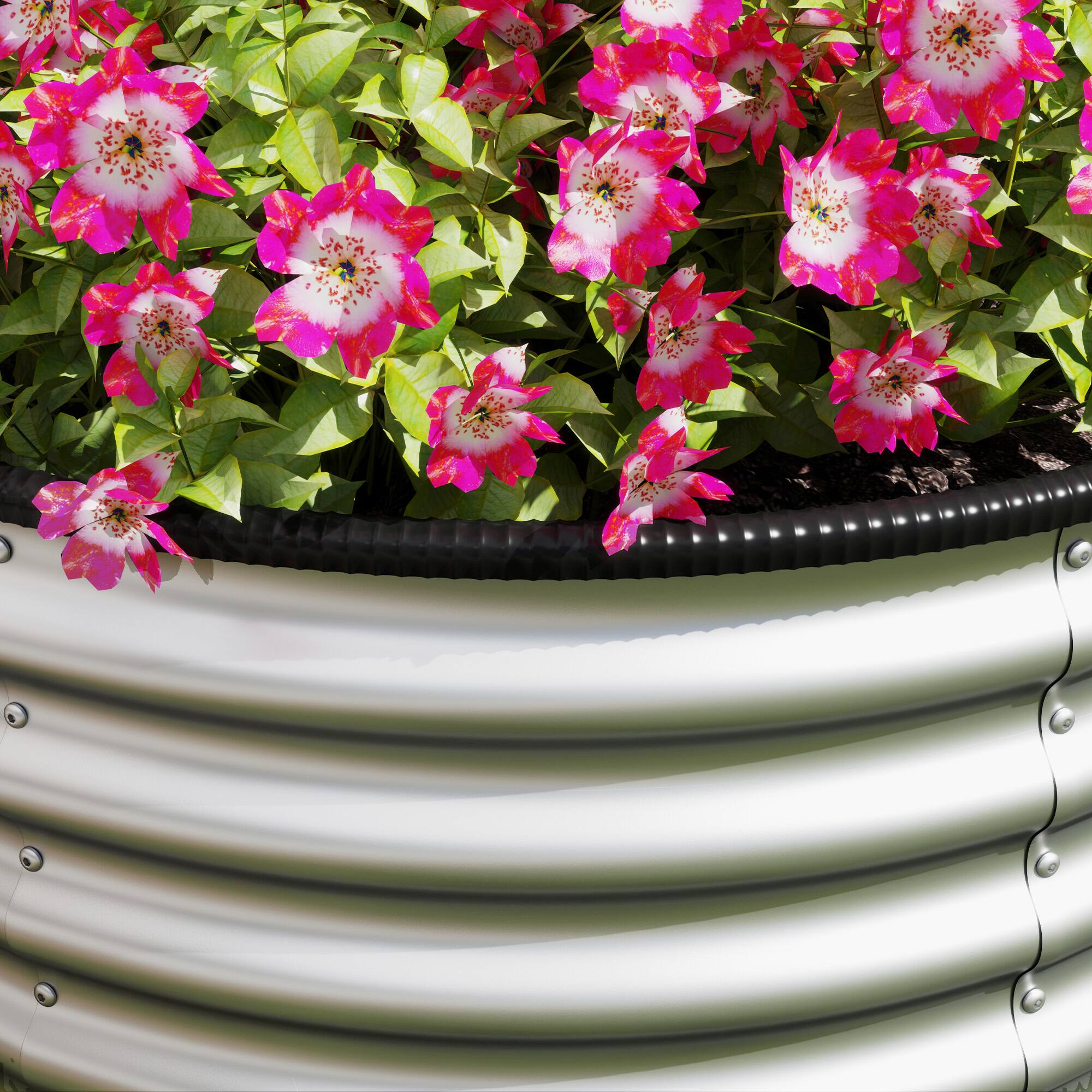 Alt View 8. Outsunny - Galvanized Raised Garden Bed Set of 2, Planters for Outdoor Plants with Safety Edging, 3' x 3' x 1.4' - Silver.