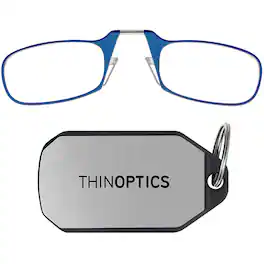 ThinOptics - 1.0 Reading Glasses with Silver KeyChain - Blue