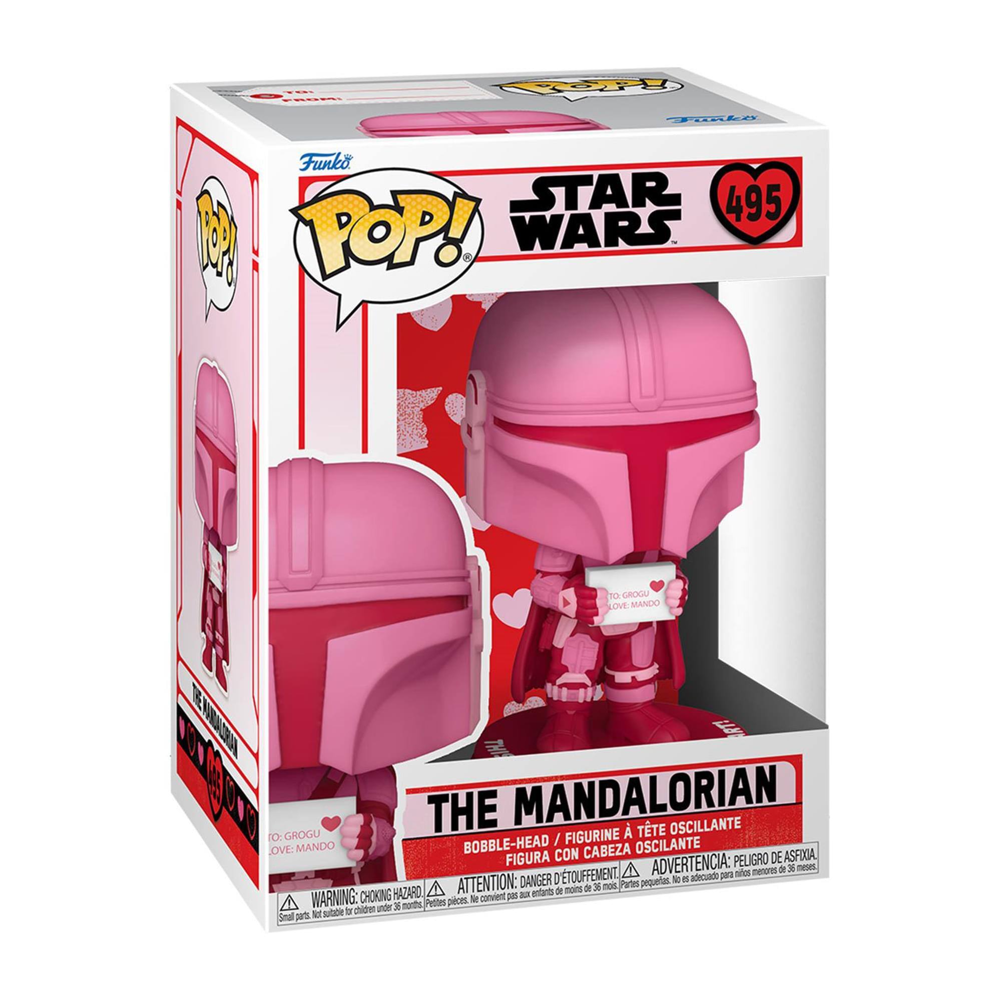 Sure, here is the corrected and grouped text from the image:

---

**Funko POP!**

**STAR WARS 495**

**THE MANDALORIAN**

**TO: GROGU LOVE: MANDO**

**E-HEAD / FIGURINE À TÊTE OSCILLANTE / FIGURA CON CABEZA OSCILANTE**

**WARNING: CHOKING HAZARD - Small parts. Not for children under 3 years.**

**ATTENTION: PELIGRO DE ASFIXIA - Piezas pequeñas. No es adecuado para menores de 3 años.**

**ADVERTENCIA: PELOIG DE ASFIXIA - Parts petits. No convient pas aux enfants de moins de 3 ans.**

**THE MANDALORIAN**

**BOBBLE-HEAD / OSCILLANTE / OSCILANTE**

---