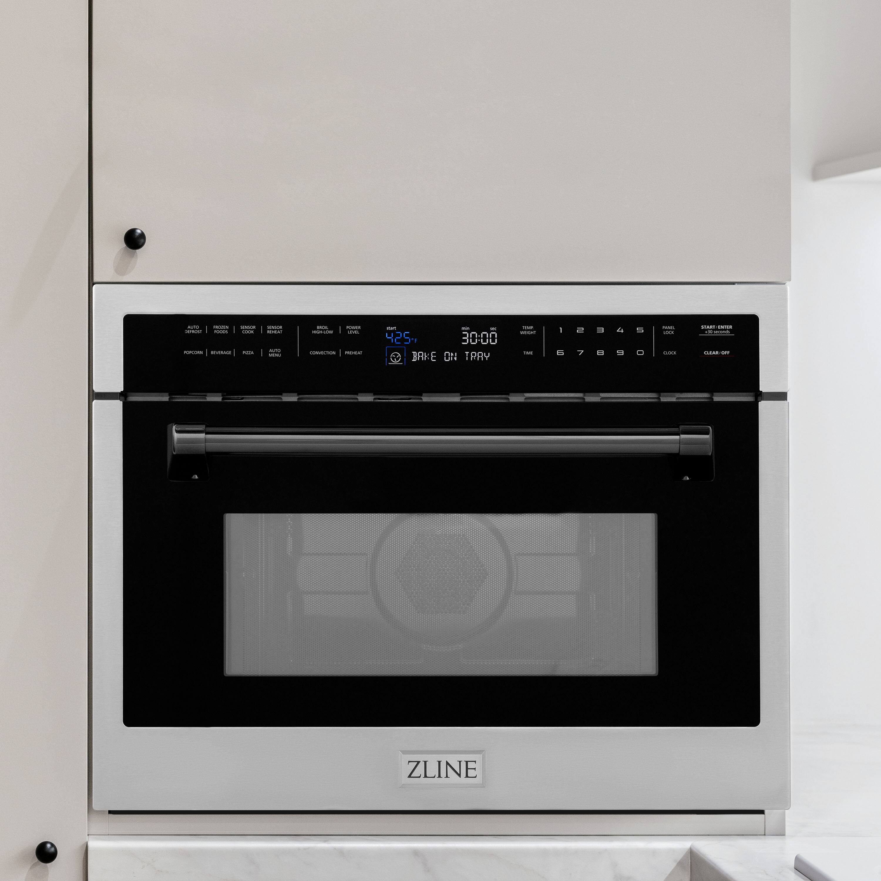 Alt View 11. ZLINE - Autograph Edition 24" 1.6 cu ft. Built-in Convection Microwave Oven in Stainless Steel and Matte Black Accents - Stainless steel.