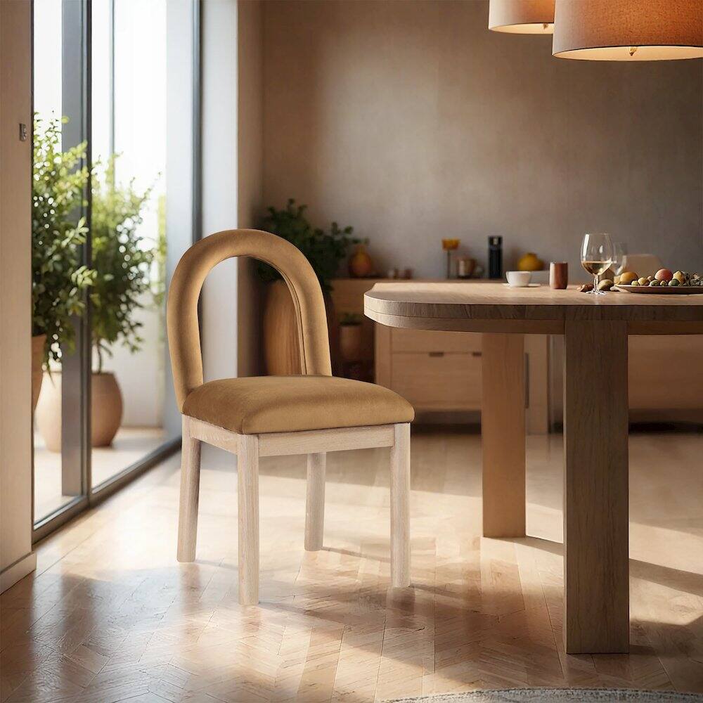 Alt View 1. Meridian Furniture - Conrad Saddle Velvet Dining Chair - Brown.