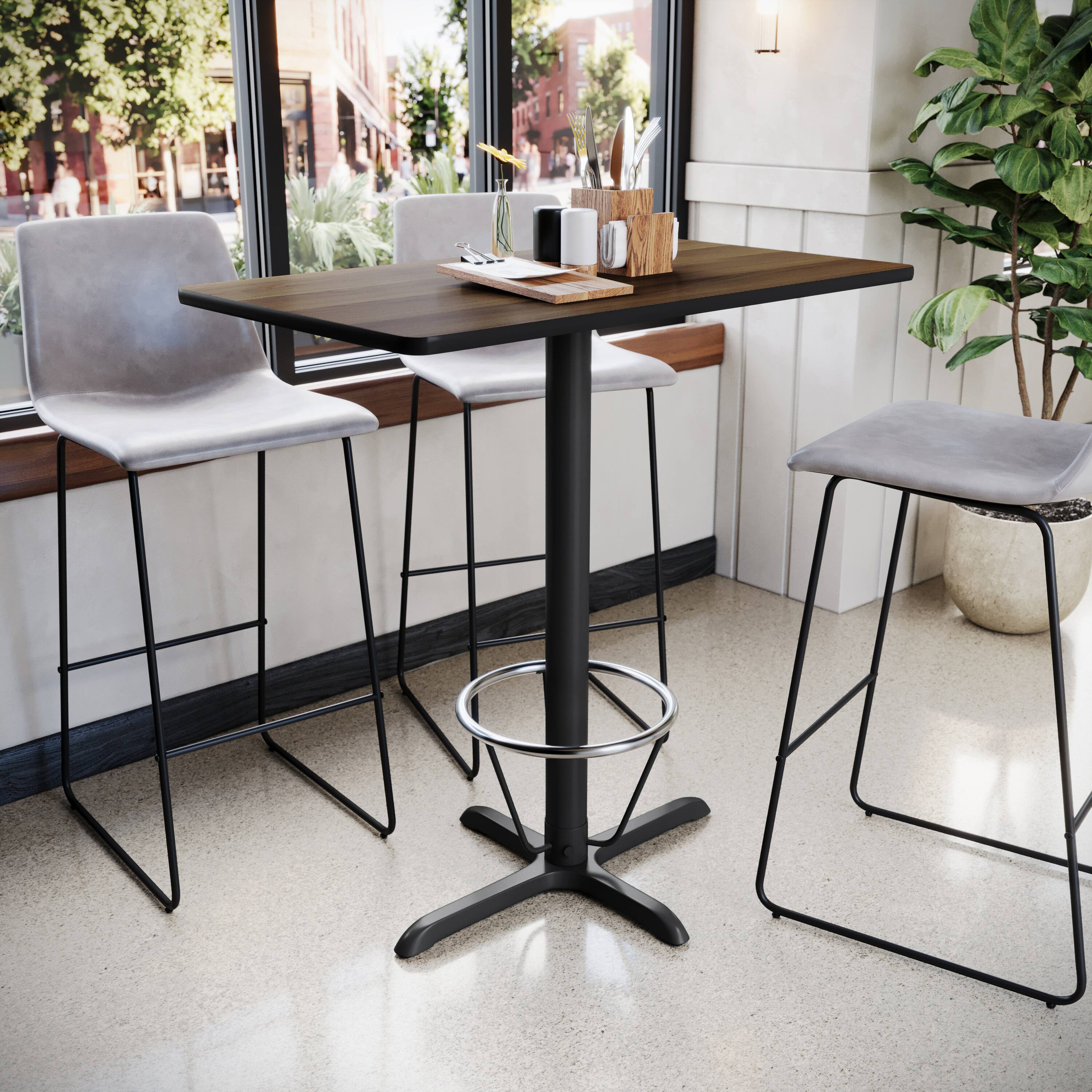 Alt View 1. Emma + Oliver - 24"x42" Rectangular Laminate Bar Table with 23.5"x29.5" Foot Ring Base - Walnut.
