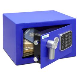 SereneLife - Premium Steel Digital Safe, 9.1" x 6.7", Secure for Cash, Firearms & Jewelry – SLSFE12BL - Blue