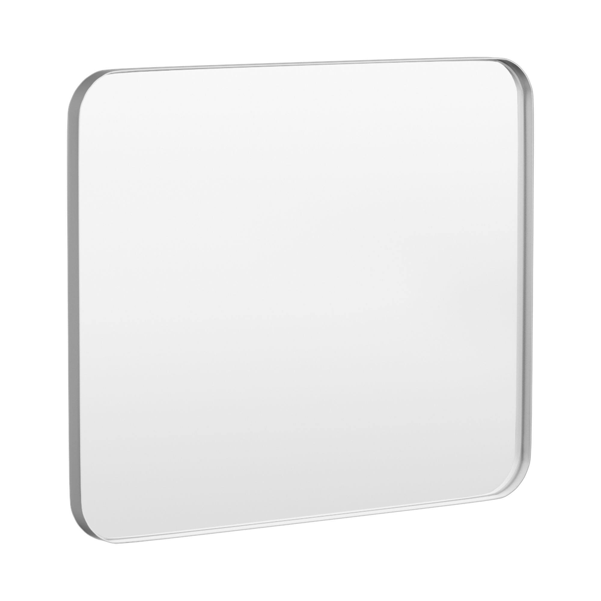 Front. APRILSOUL - 36 in. W x 30 in. H Rectangular Framed Tempered Glass Wall-Mounted Bathroom Vanity Mirror in Silver - Silver.
