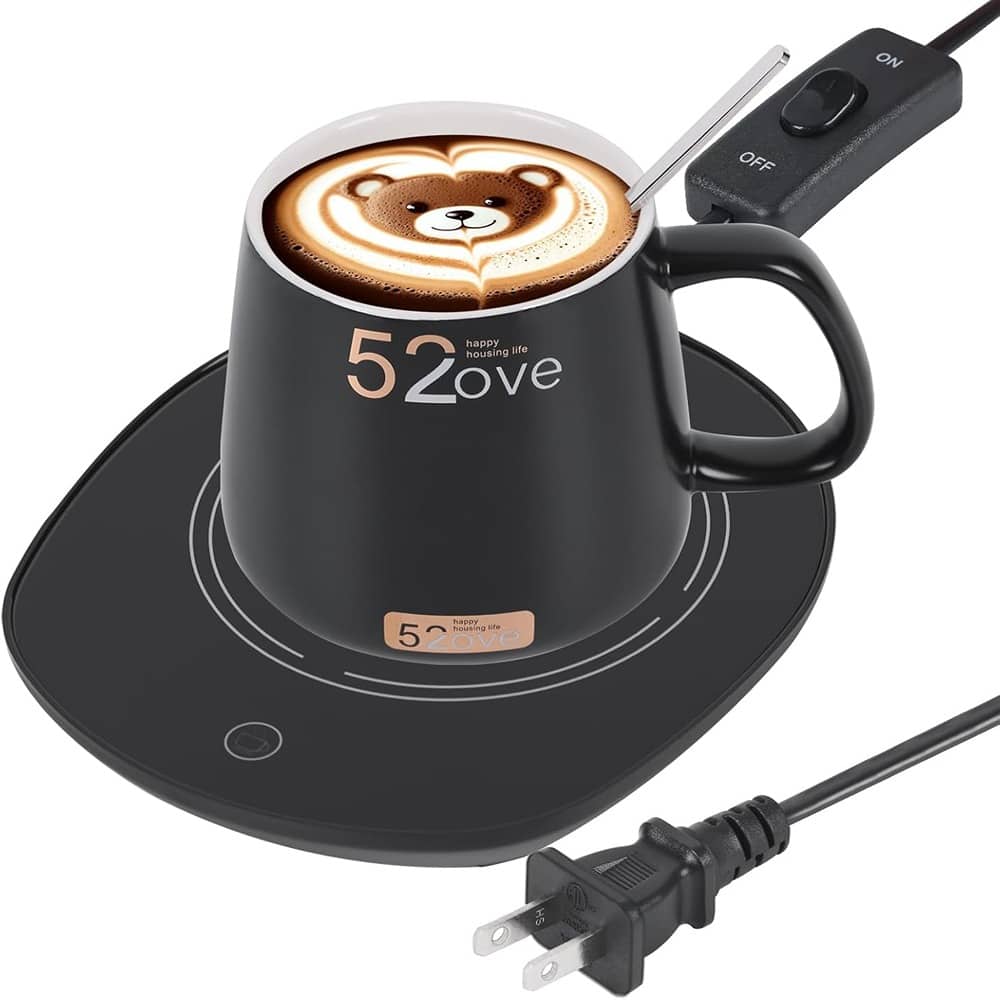Schertz - Coffee Mug Warmer with Mug – Gravity On/Off, Heats Coffee, Tea & More - Black+cup