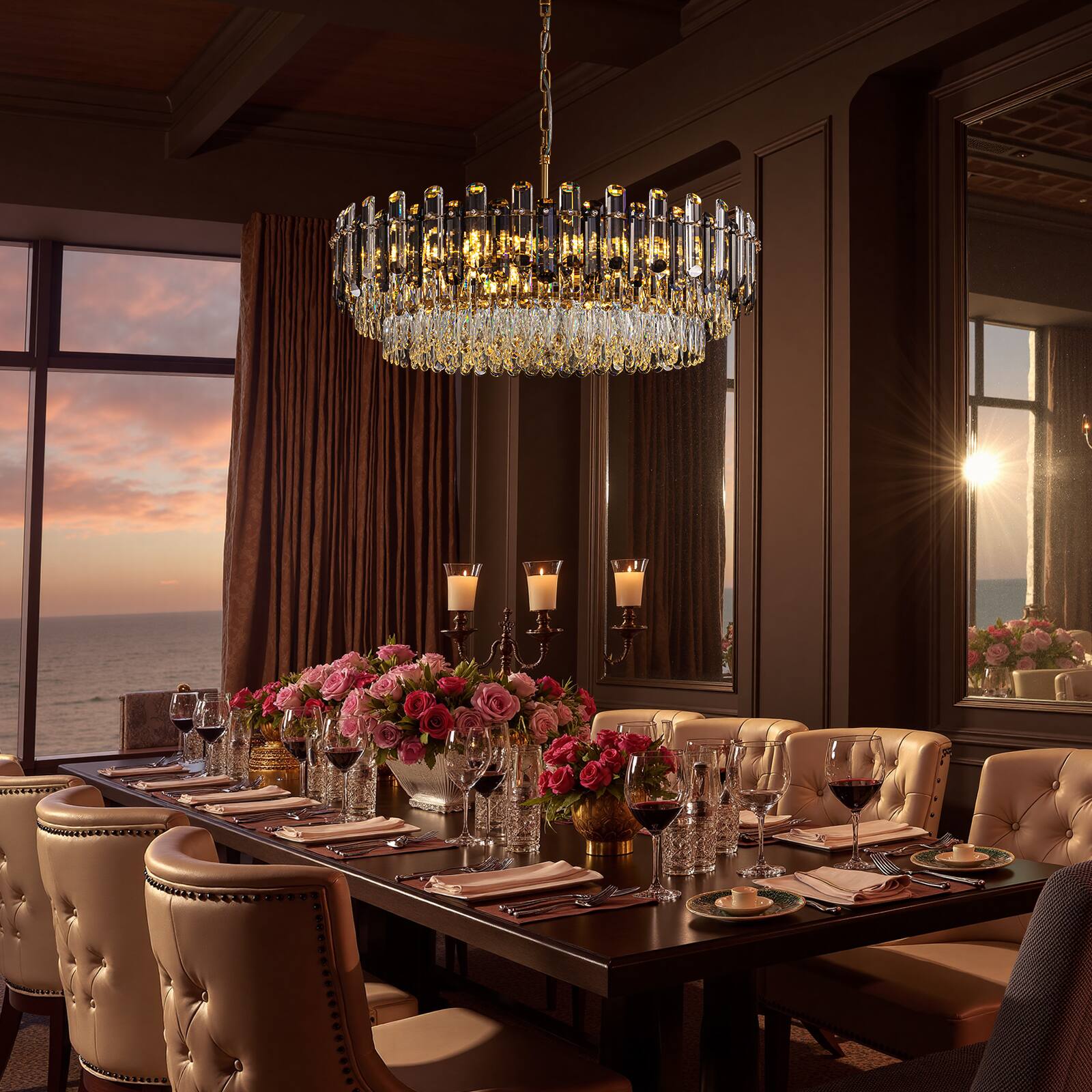 Alt View 2. Siljoy - 31.5" 20-Light Gold Brass Crystal Chandelier, Modern Luxury Light for Dining Room Living Room Bedroom Foyer - Gold Brass.
