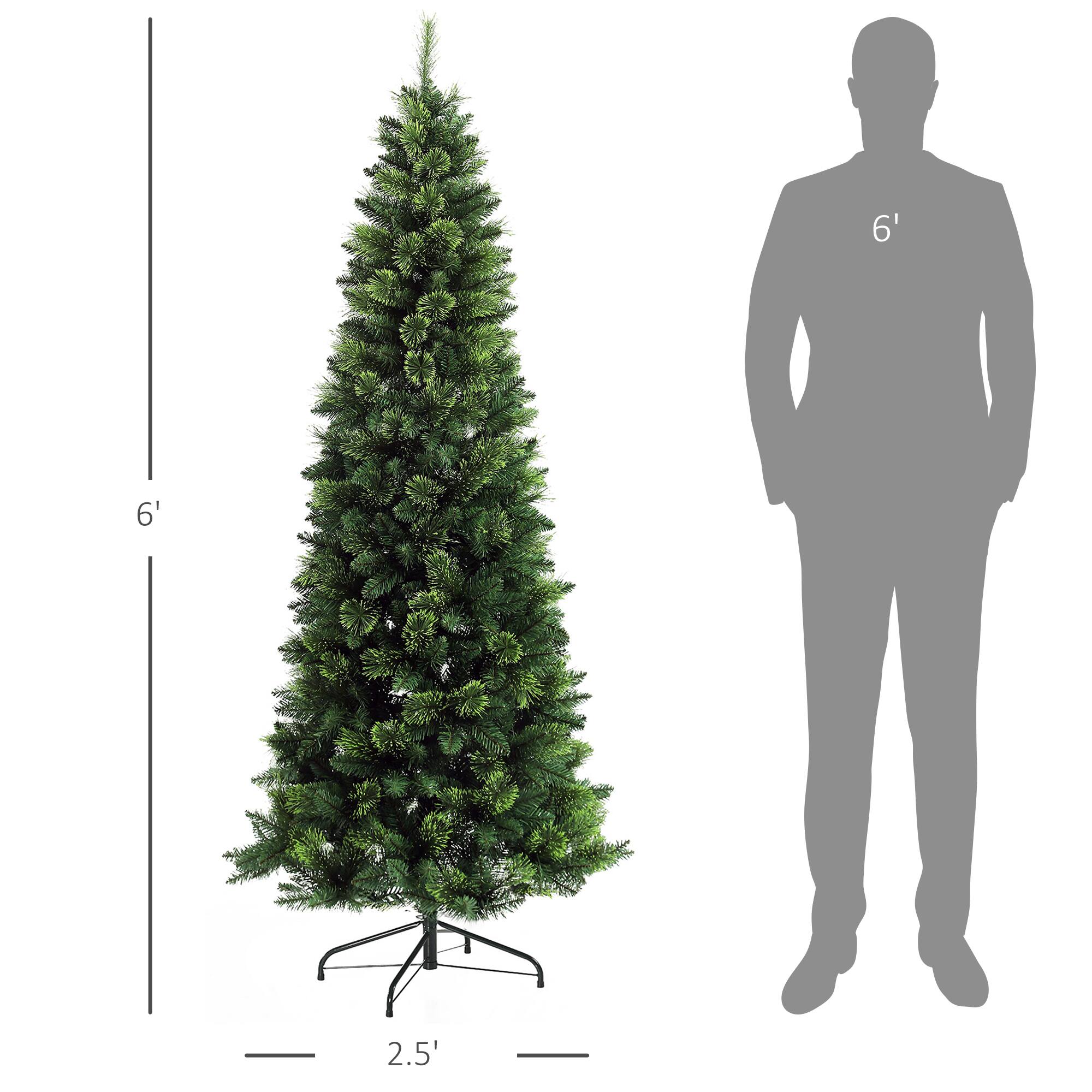 Alt View 2. Homcom - Tall Pencil Artificial Christmas Tree Holiday Décor with 618 Branches, Auto Open, Steel Base, Pine Needles - green.