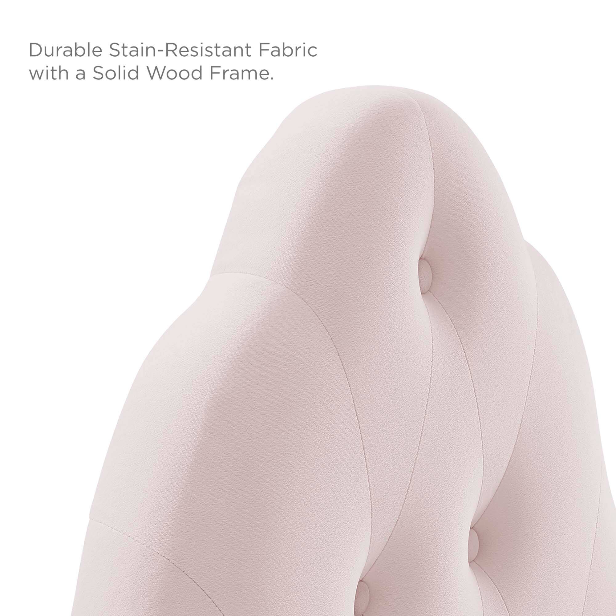 Durable Stain-Resistant Fabric with a Solid Wood Frame.