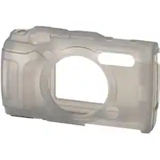Front. OM System - CSCH-128 Clear Silicone Jacket for TG-7 Camera, Protective Anti-Static Tear-Resistant Camera Cover - Clear.