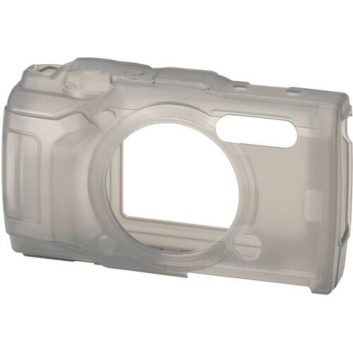 Front. OM System - CSCH-128 Clear Silicone Jacket for TG-7 Camera, Protective Anti-Static Tear-Resistant Camera Cover - Clear.