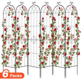 VEVOR - Garden Trellis, 87 x 20 inch Rose Trellis, 6 Packs Garden Flower Rose Trellises with Powder-Coated Finish & Convenient - Black