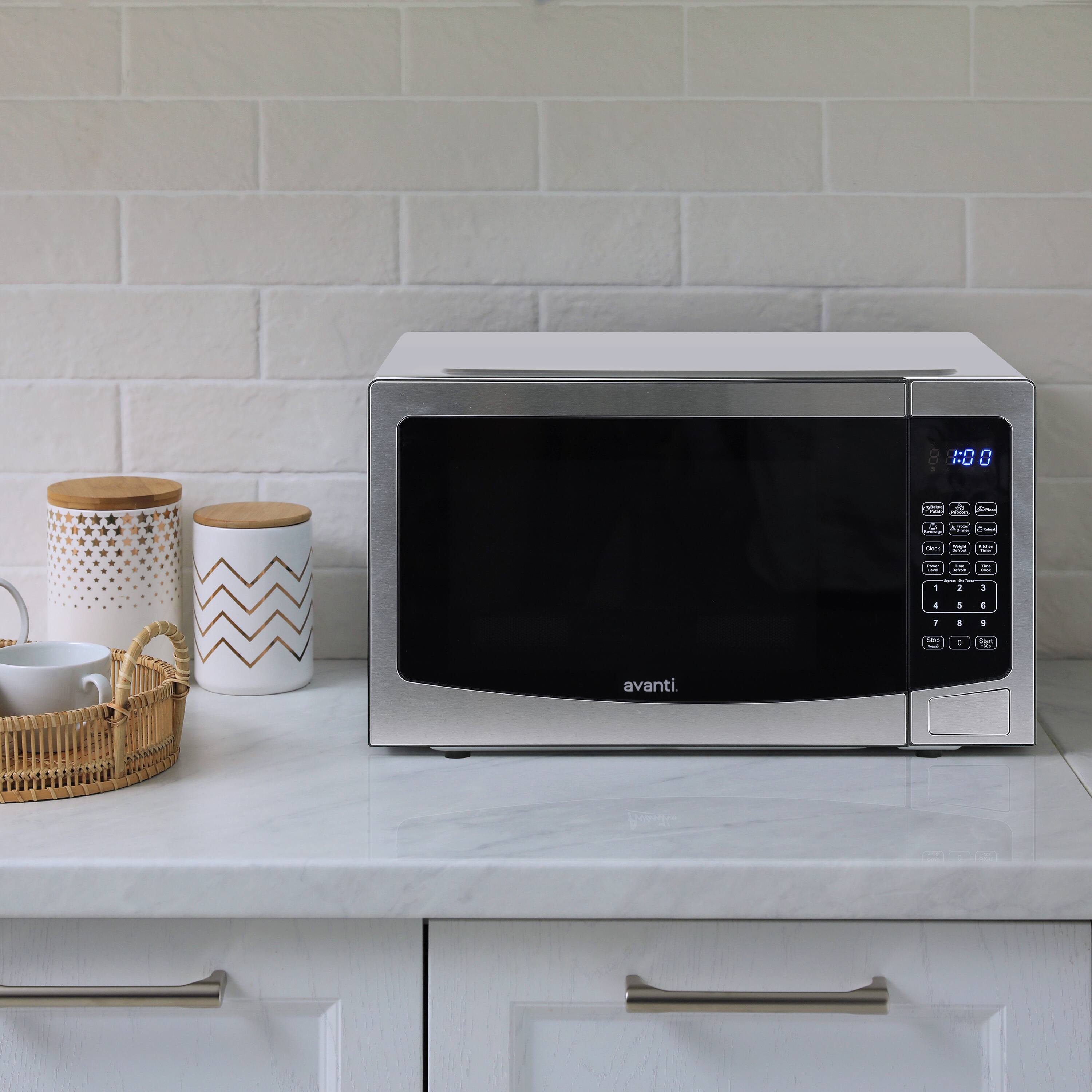 Left. Avanti - Microwave Oven, 1.1 cu. ft. Capacity - Stainless Steel.
