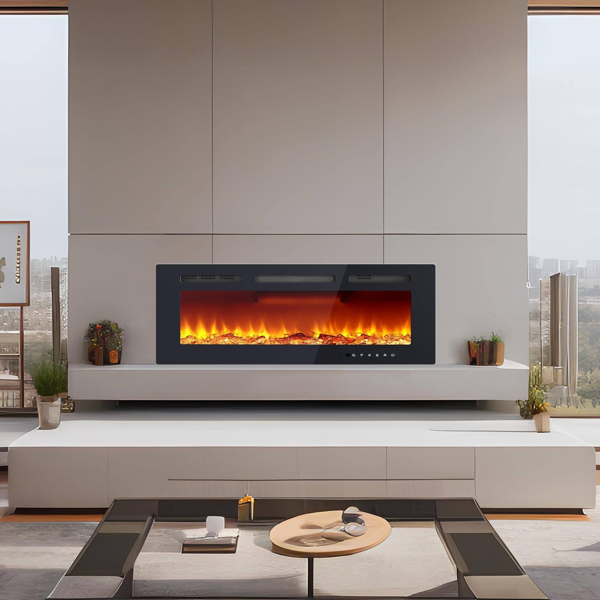 Alt View 6. Acekool - 40 Inch Electric Fireplace Insert, Ultra Narrow Wall Mounted & Recessed Heater.