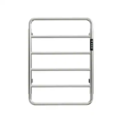 Front. YOSIMFUR - Smart Electric Towel Warmer 6-Bar 60W Wall Mounted with Shelf LED Screen Timer and Plug-In and Hardwire in Nickel - Nickel.