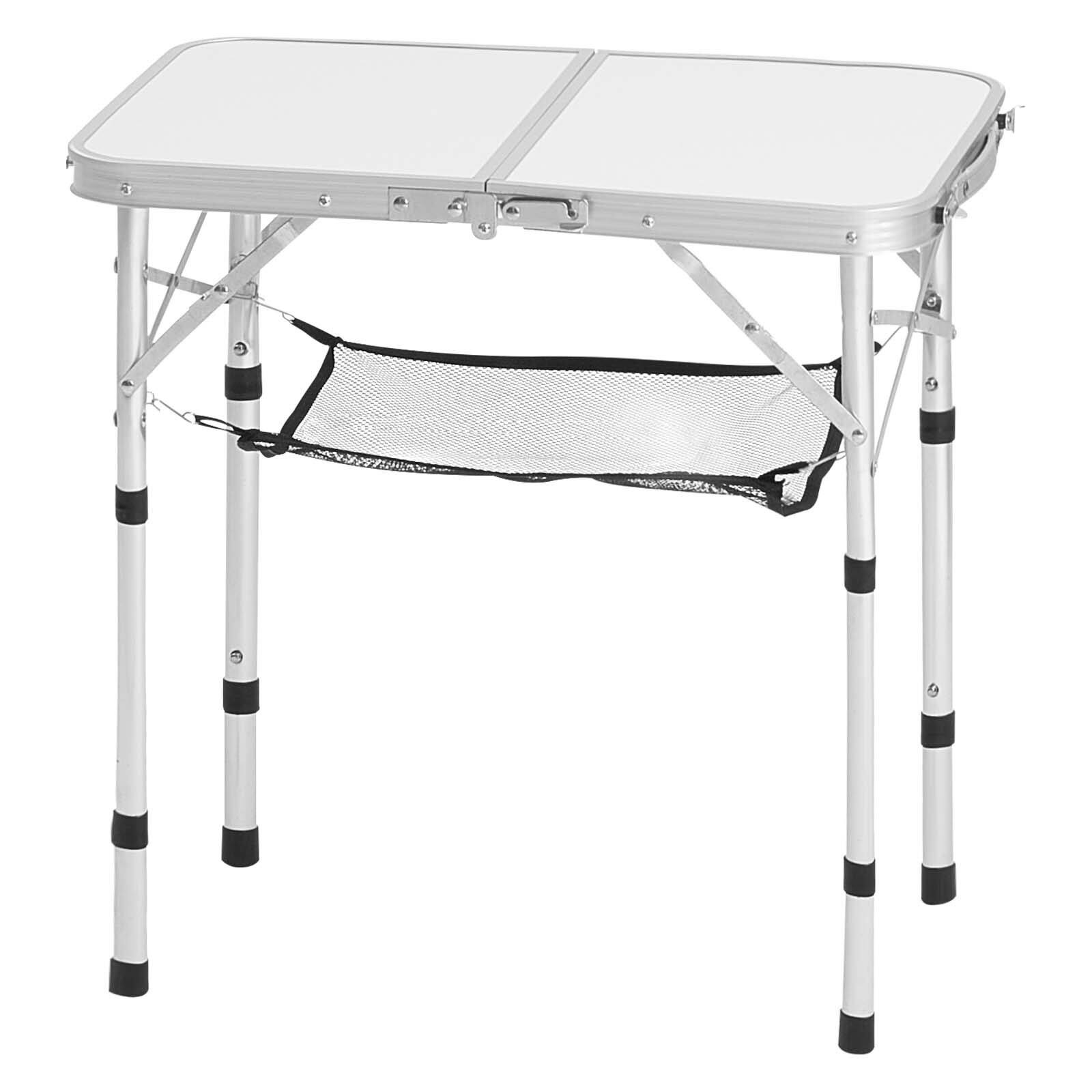 Alt View 10. Glintex - Camping Table, Adjustable Height Folding Camping Desk with Mesh Layer, Portable Lightweight for Outdoor Use - Silver.