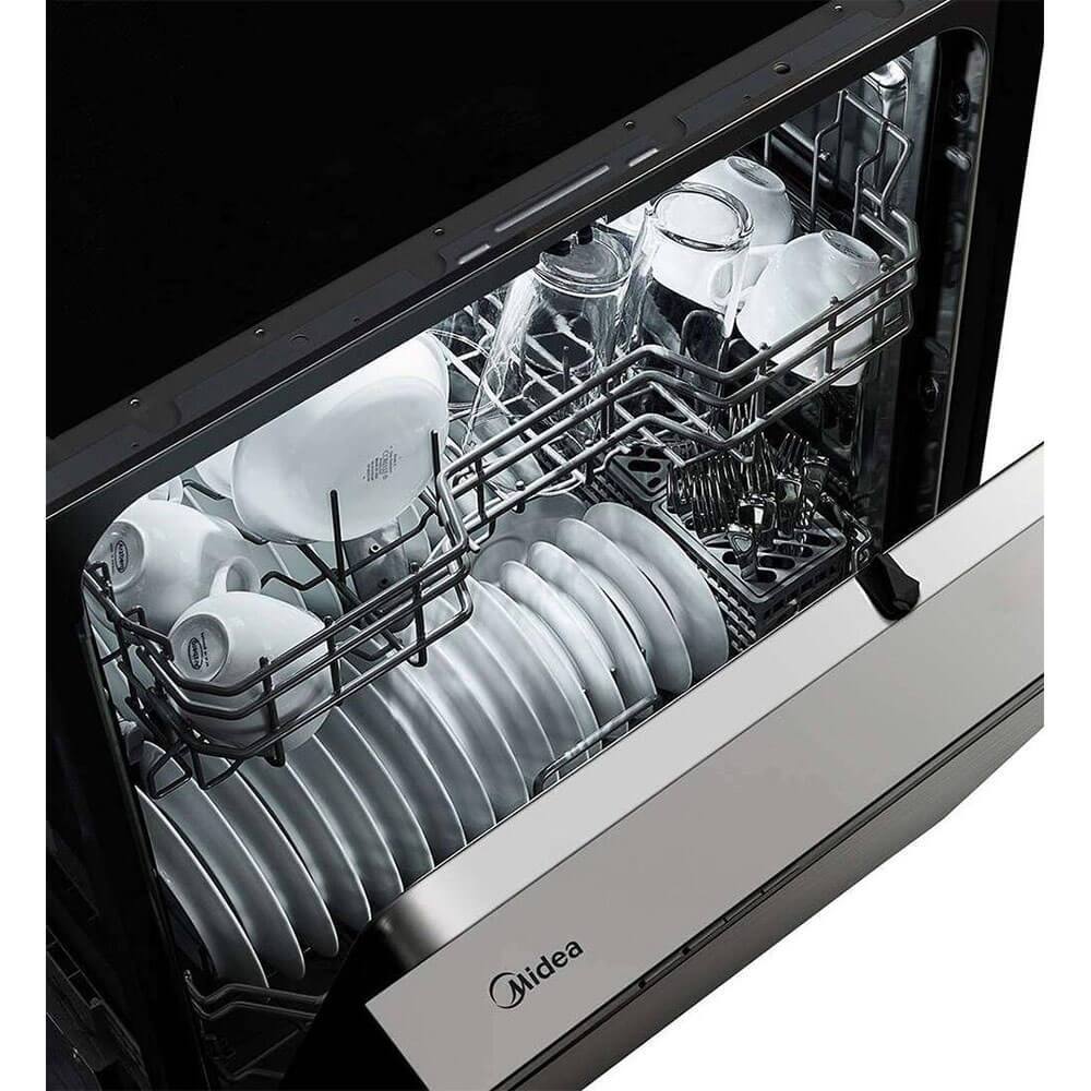 Angle. Midea - Midea 52 dBA Stainless Front Control Dishwasher - Stainless Steel.