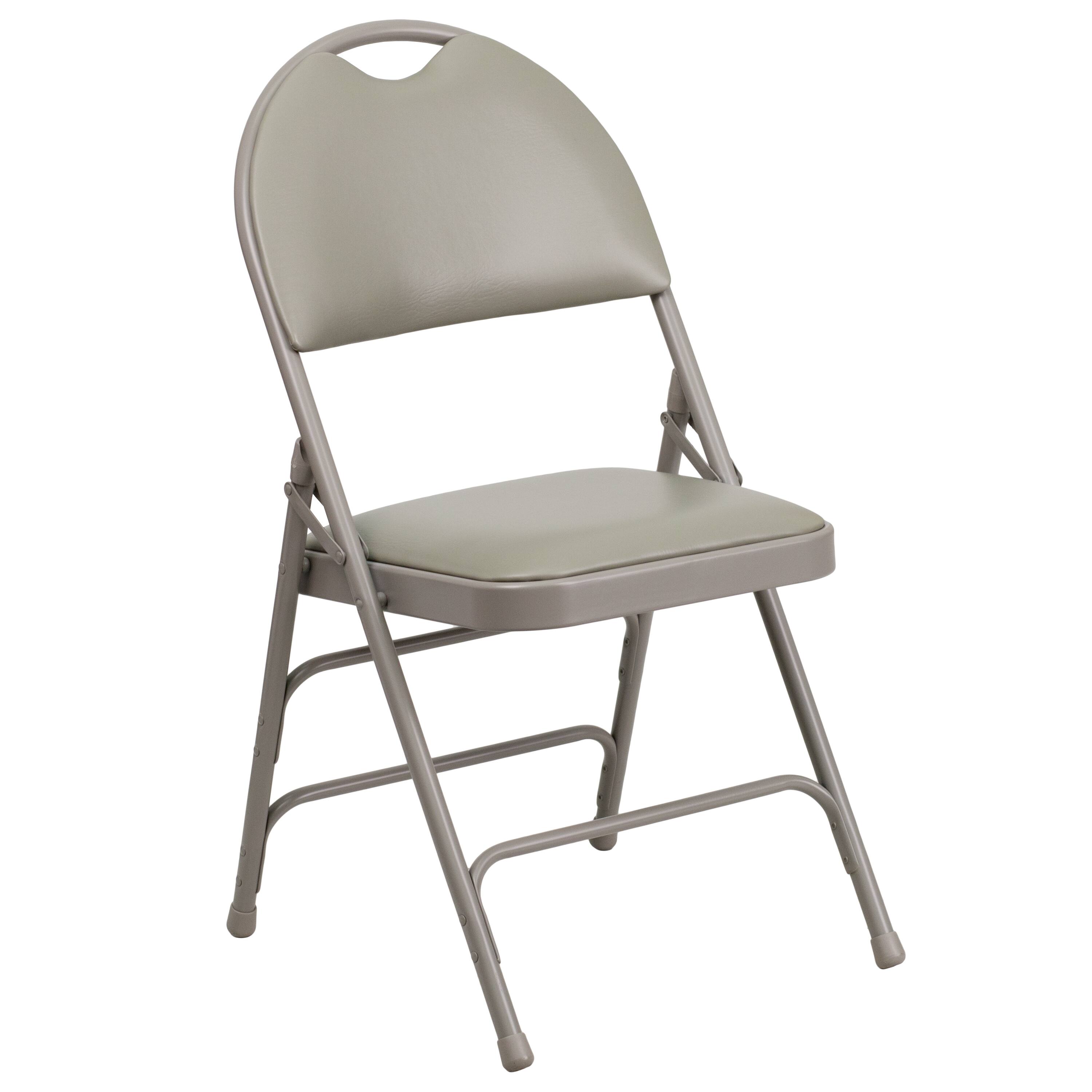 Alt View 9. Emma + Oliver - 2 Pack Home & Office Easy-Carry Party Events Padded Folding Chair - Gray Vinyl/Gray Frame.