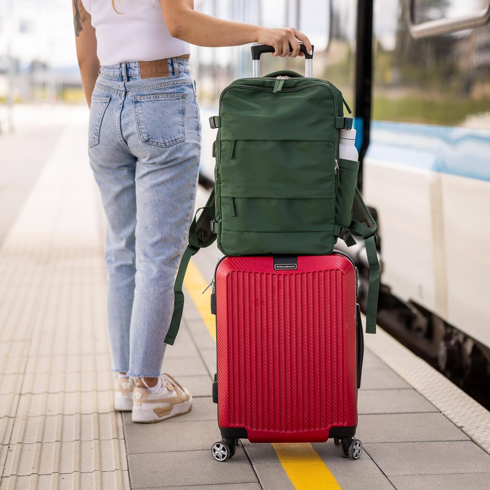 Alt View 3. Cozy Serene - not Made In China  Travel Backpack For Men And Women  Airline Approved Carry On Bag W shoe Compartment Fits 15.6 Inch - Gray-1 Pack-Magellan.