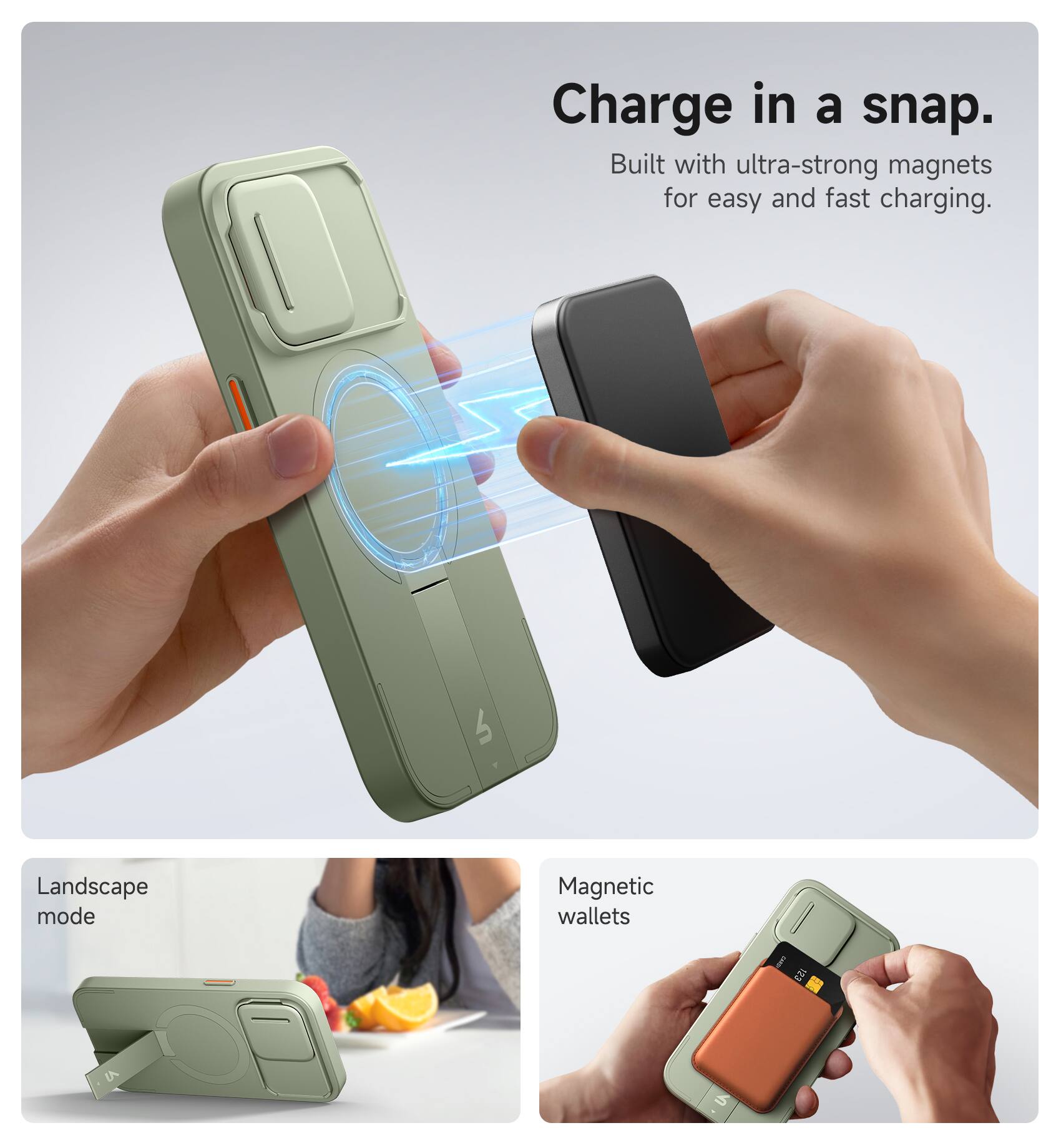 Suritch for iPhone 13 Pro Case with Magnetic Camera Slide Cover and Adjustable Kickstand, Compatible with MagSafe, Shockproof Bumper Case Slim