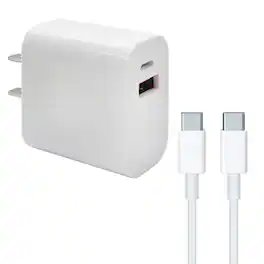 Ciao Tech - 15W 5.4A 2-in-1 Home Charging Combo AC Wall Charger, USB-C Cable - White