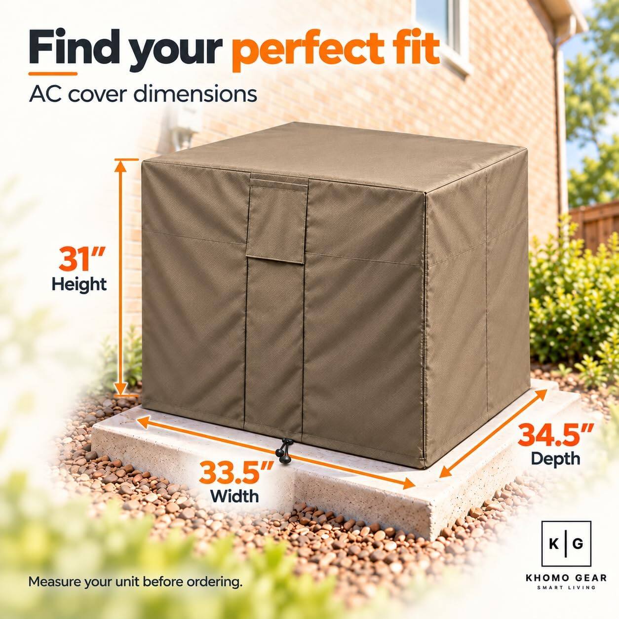 KHOMO GEAR Air Conditioner Cover for Outside Units Waterproof, Central ...