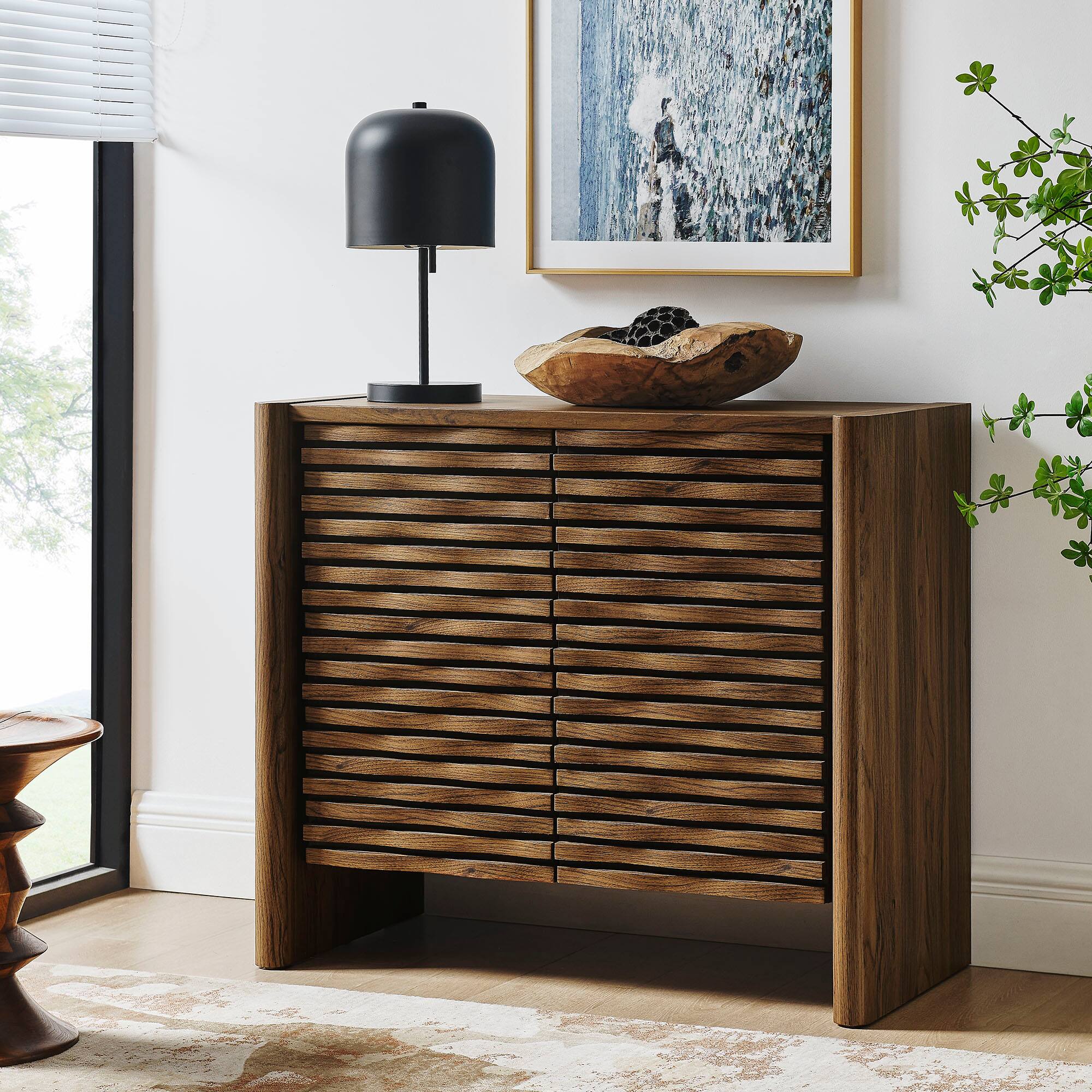 Front. Modway - Emric Wave Accent Cabinet by Modway - Walnut.