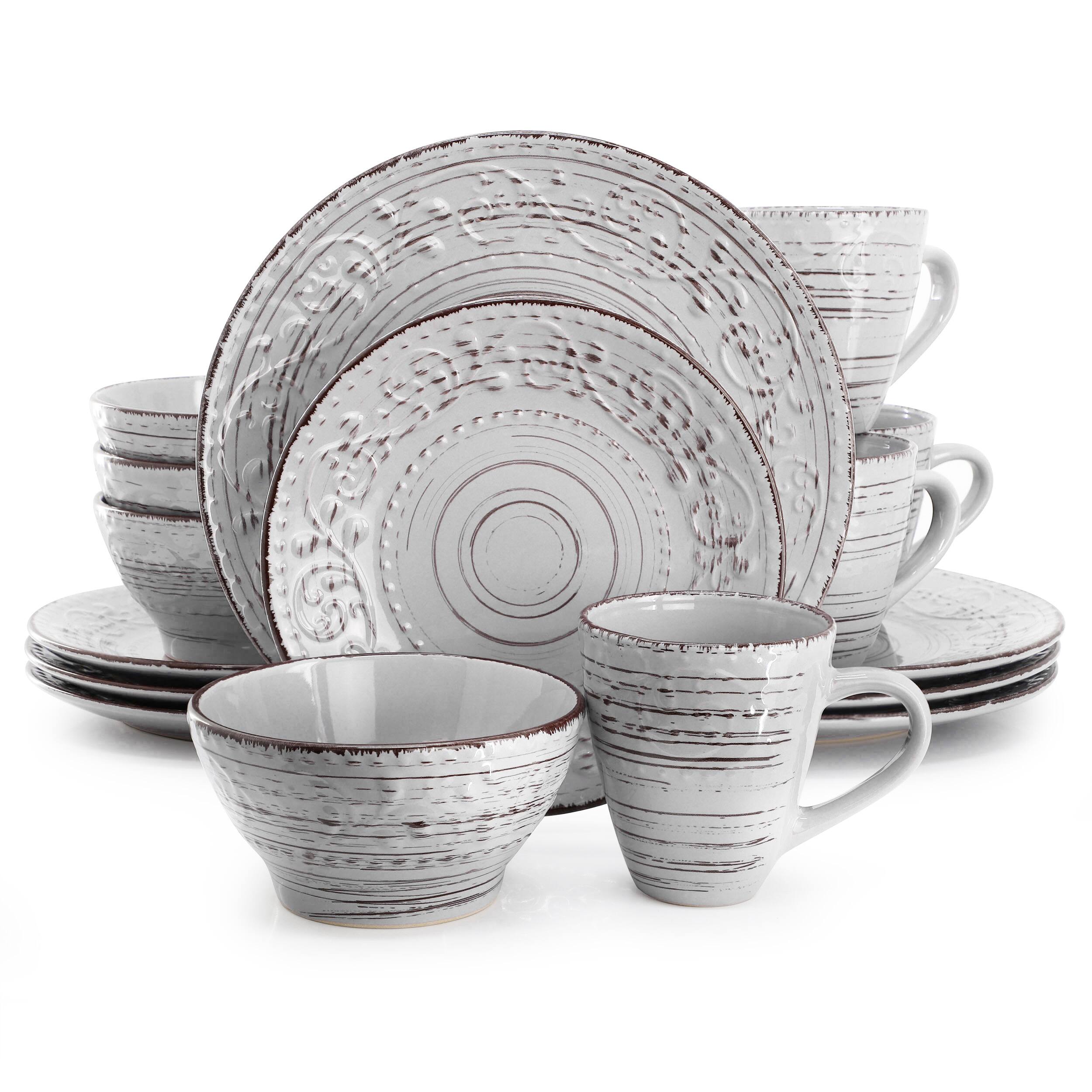 Elama Malibu Calcite 16-Piece Dinnerware Set - Thumbnail 4