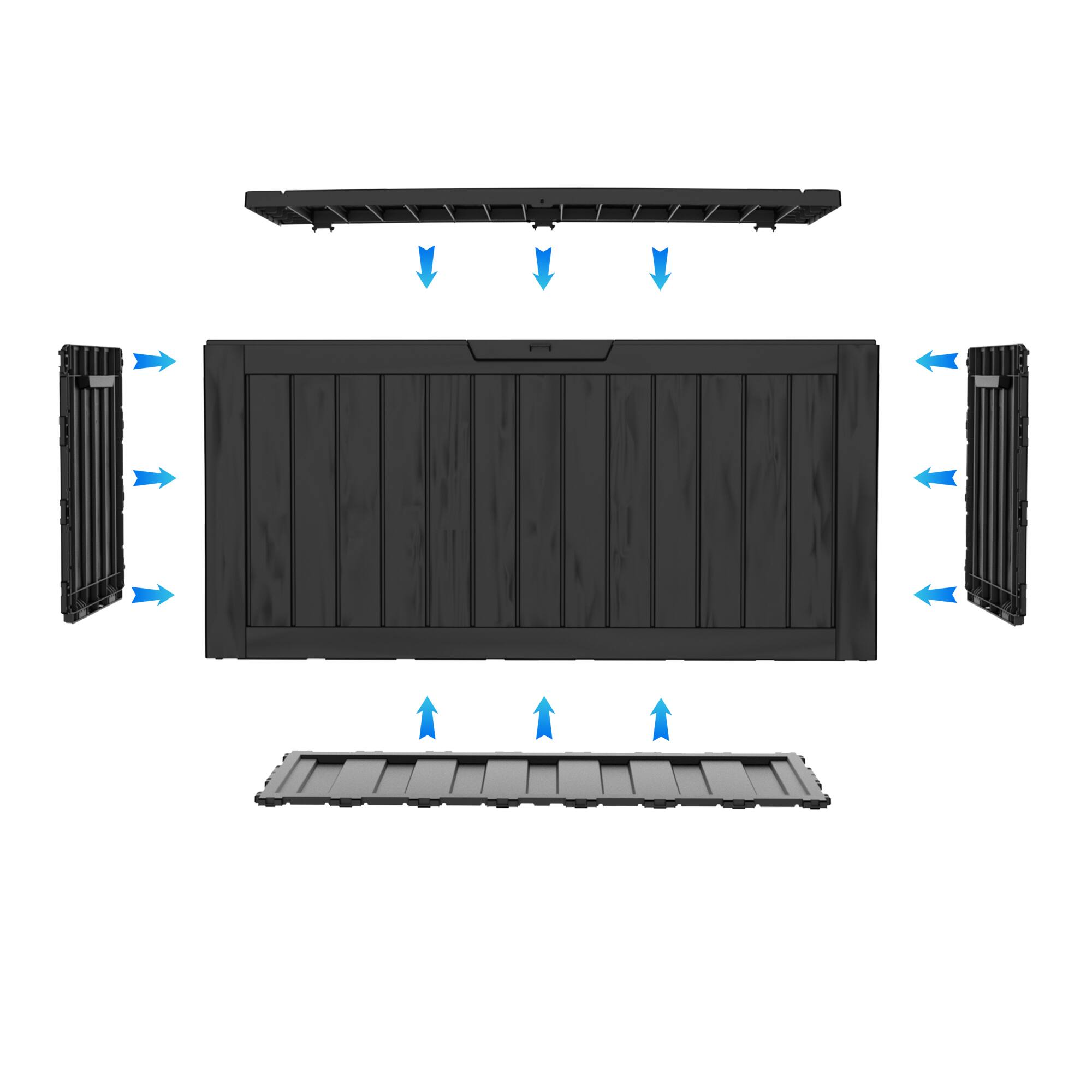 Alt View 4. Yardgrace - 85 Gallon Outdoor Storage Box, Resin Waterproof UV-Resistant Deck Box, Reinforced Stability for Patio, Garden - Black.